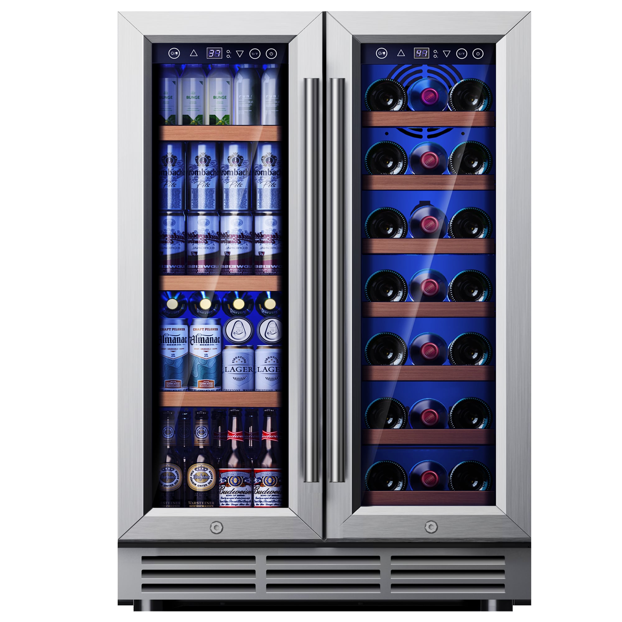 SIMZLIFE BRUC-DD53 23.5-in W 88 -Can Capacity Silver Built-in/Freestanding Indoor Beverage Refrigerator with Glass Door