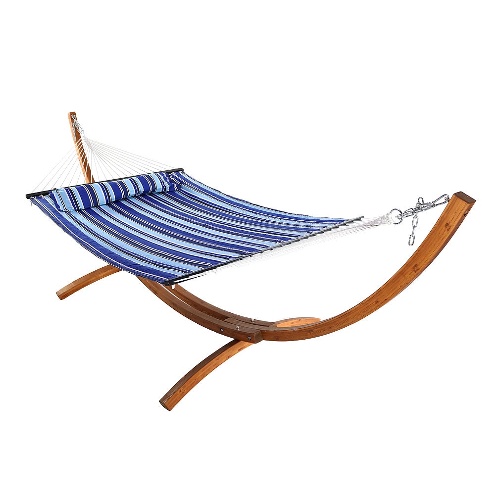 Sunnydaze Decor QFHCB-12WHS-COMBO Catalina Beach Quilted Hammock with Stand