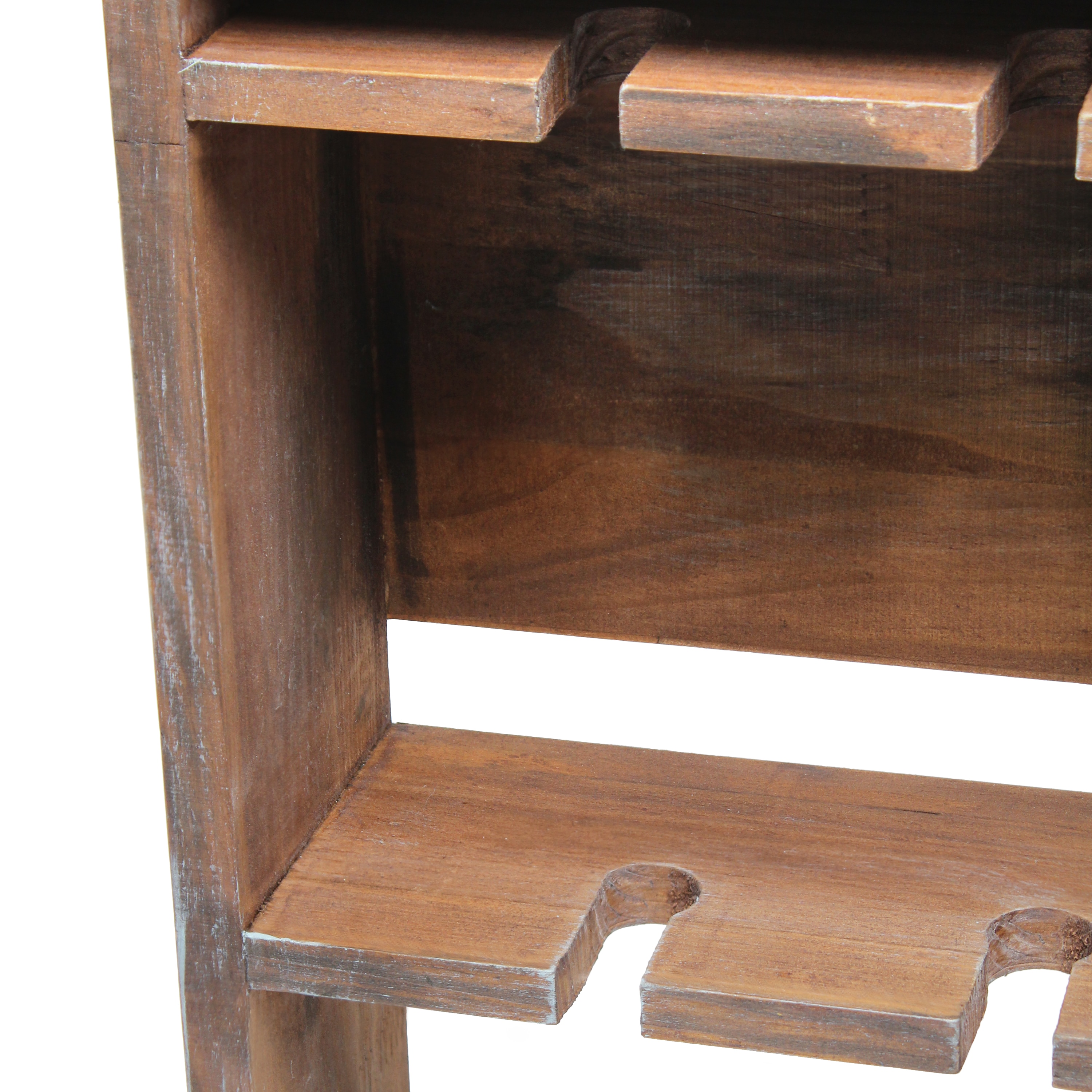 Bartow Restored Wood Wall Mounted Wine Rack with Glass Holder