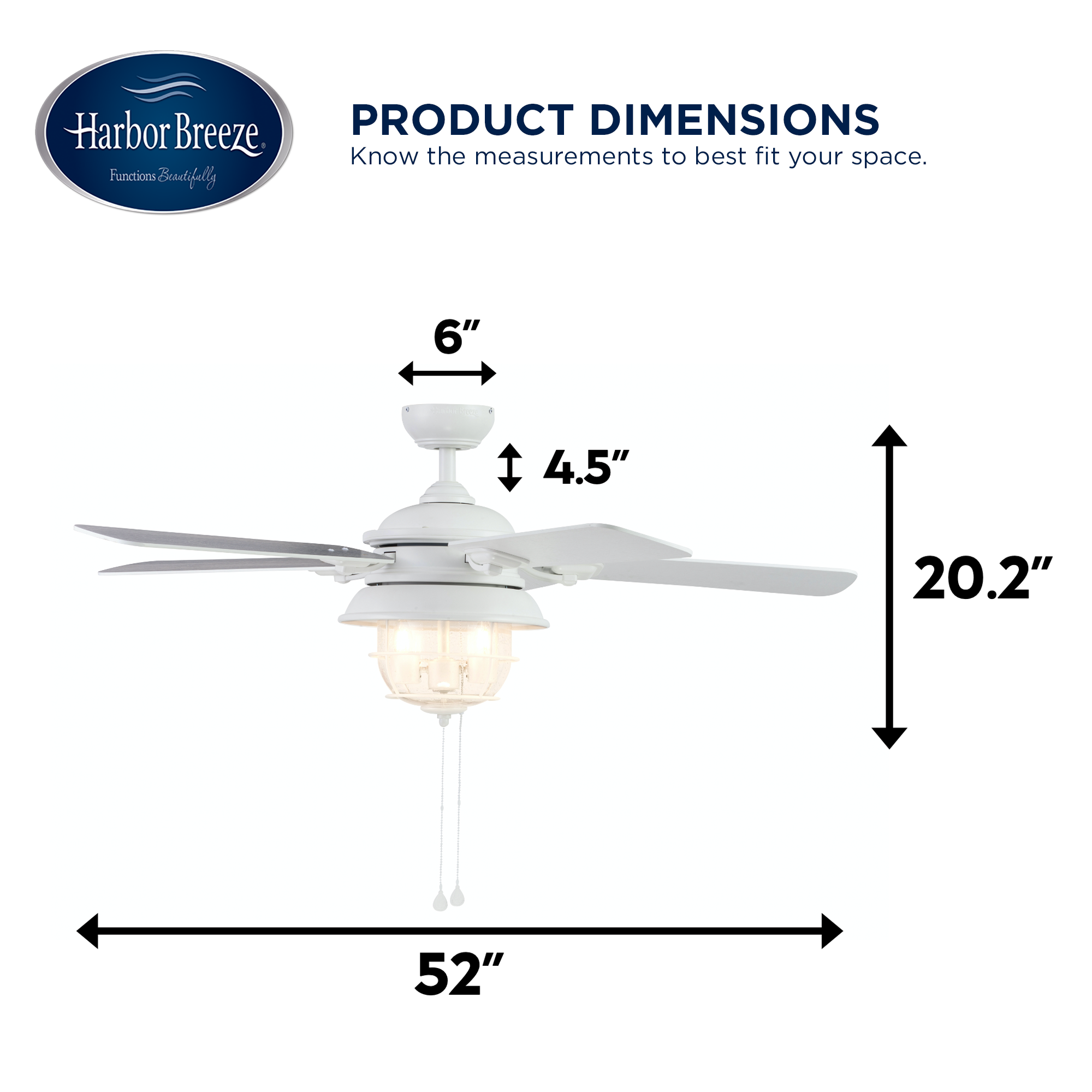 Harbor Breeze Altissa 52in White Indoor/Outdoor Ceiling Fan with Light