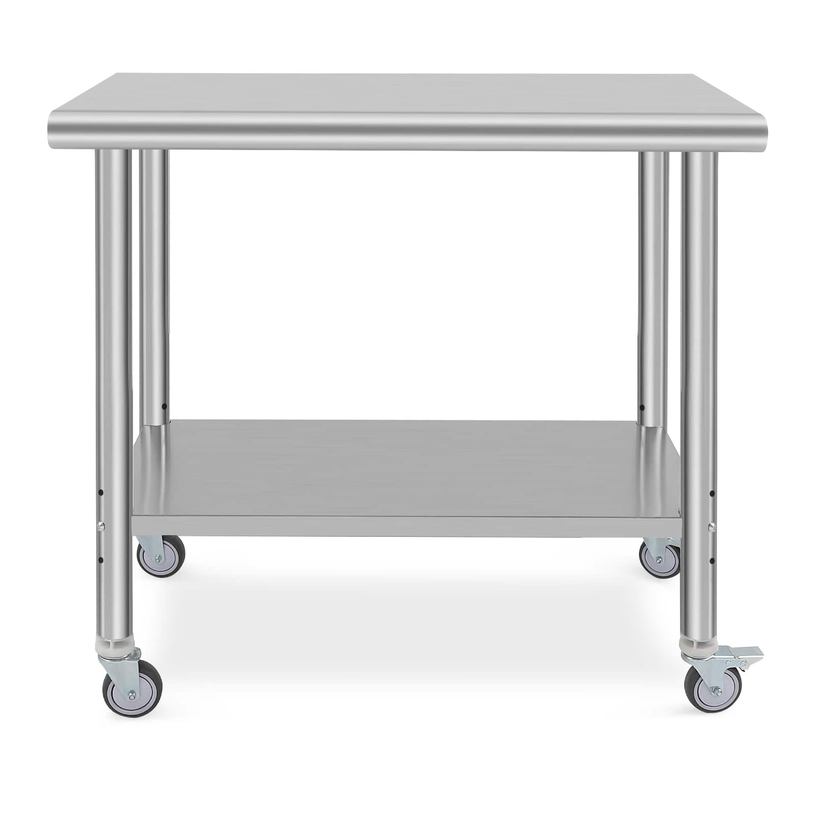 Qeetex JXNAG-PHO-10MXTW1S Stainless Steel Prep Table 36 x 24 Inch NSF Heavy Duty Commercial Kitchen Table with 4 Wheels and Undershelf Outdoor Cooking Table Dining Room Garage Laundry Room