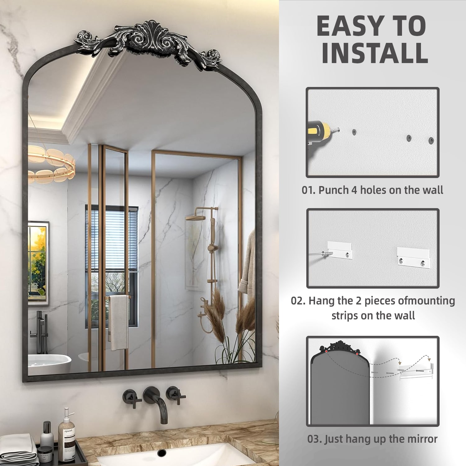YQP YQP-AH-B7490 Framed-Bath-Mirrors - View #3