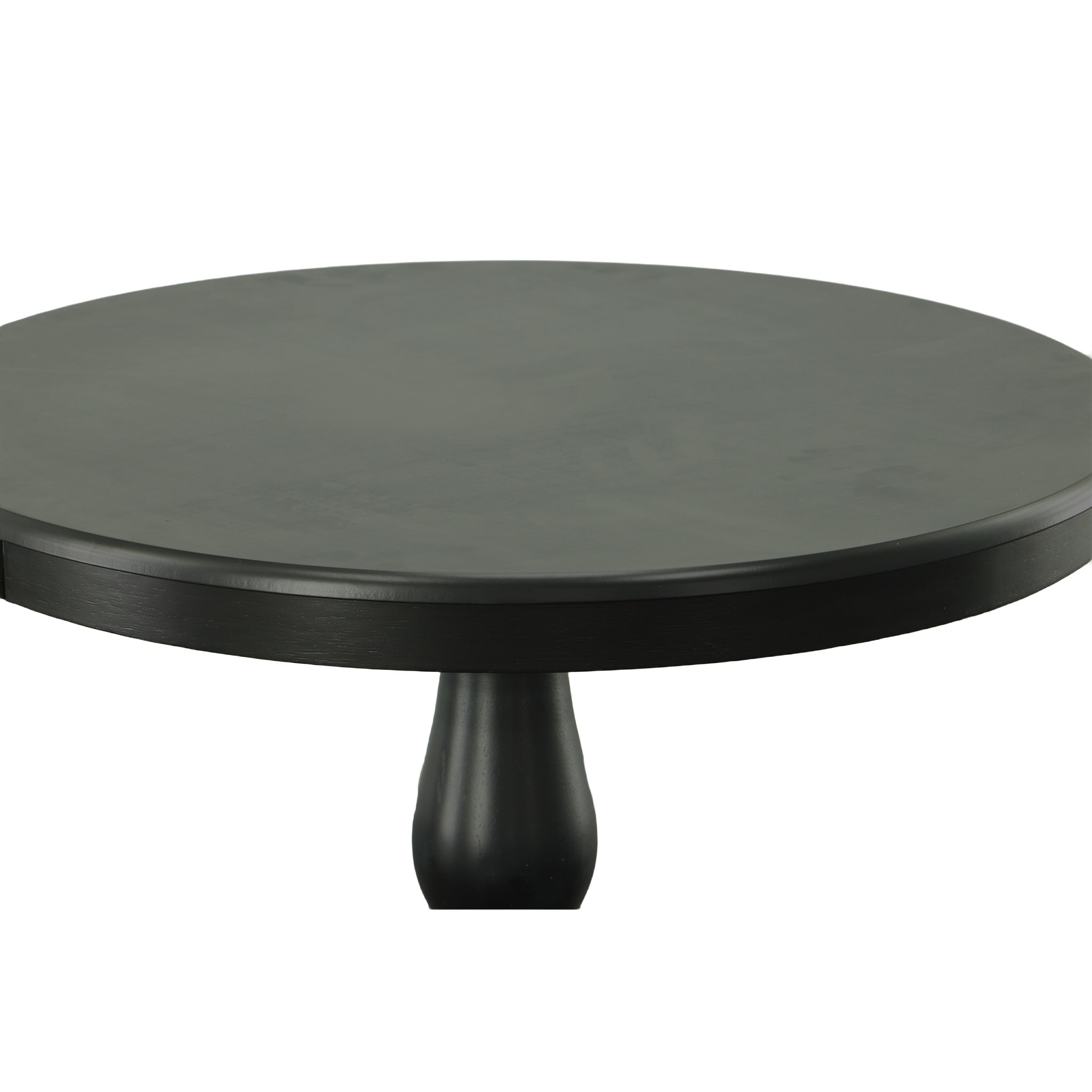 Classic Black Round Wood Dining Table with Pedestal Base