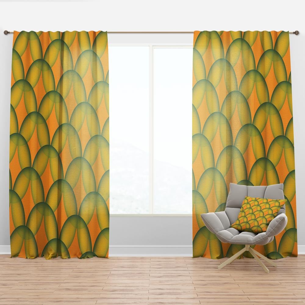 Designart CTN24352-52-84 84-in Yellow Abstract Room Darkening Thermal Lined Rod Pocket Single Curtain Panel