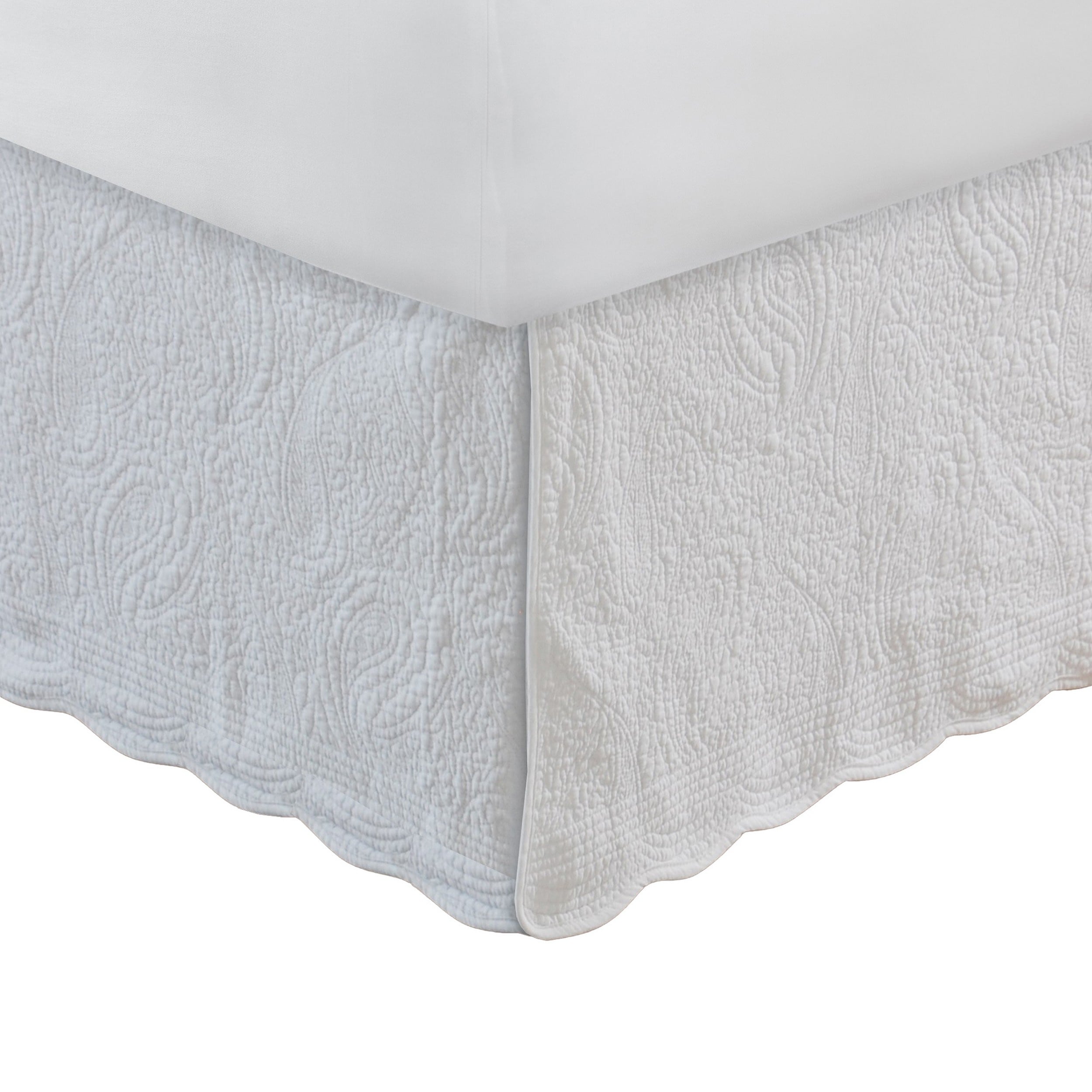 Benzara BM307084 Ivory White Cotton King Bed Skirt