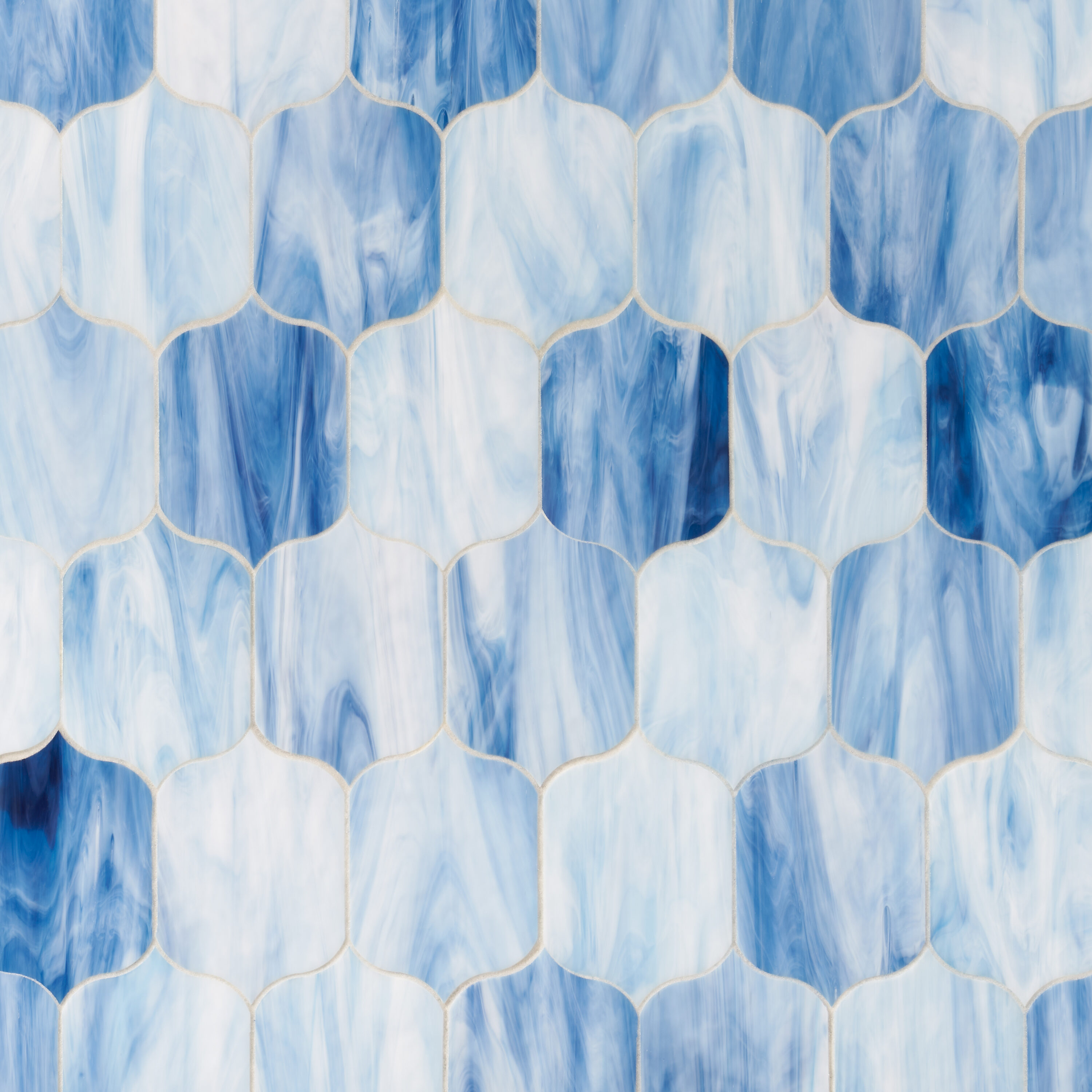 Artmore Tile EXT3RD107910 Gala Blue 13-in x 14-in Polished Glass Patterned Arabesque Mosaic Wall Tile ( 1.04-sq ft Piece )