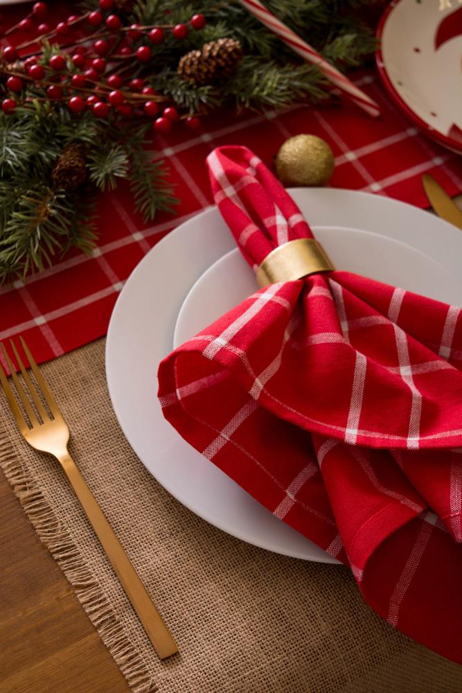 Cloth Napkins 100% Cotton Dinner Reusable Napkins, Farmhouse Napkins Red  20x20