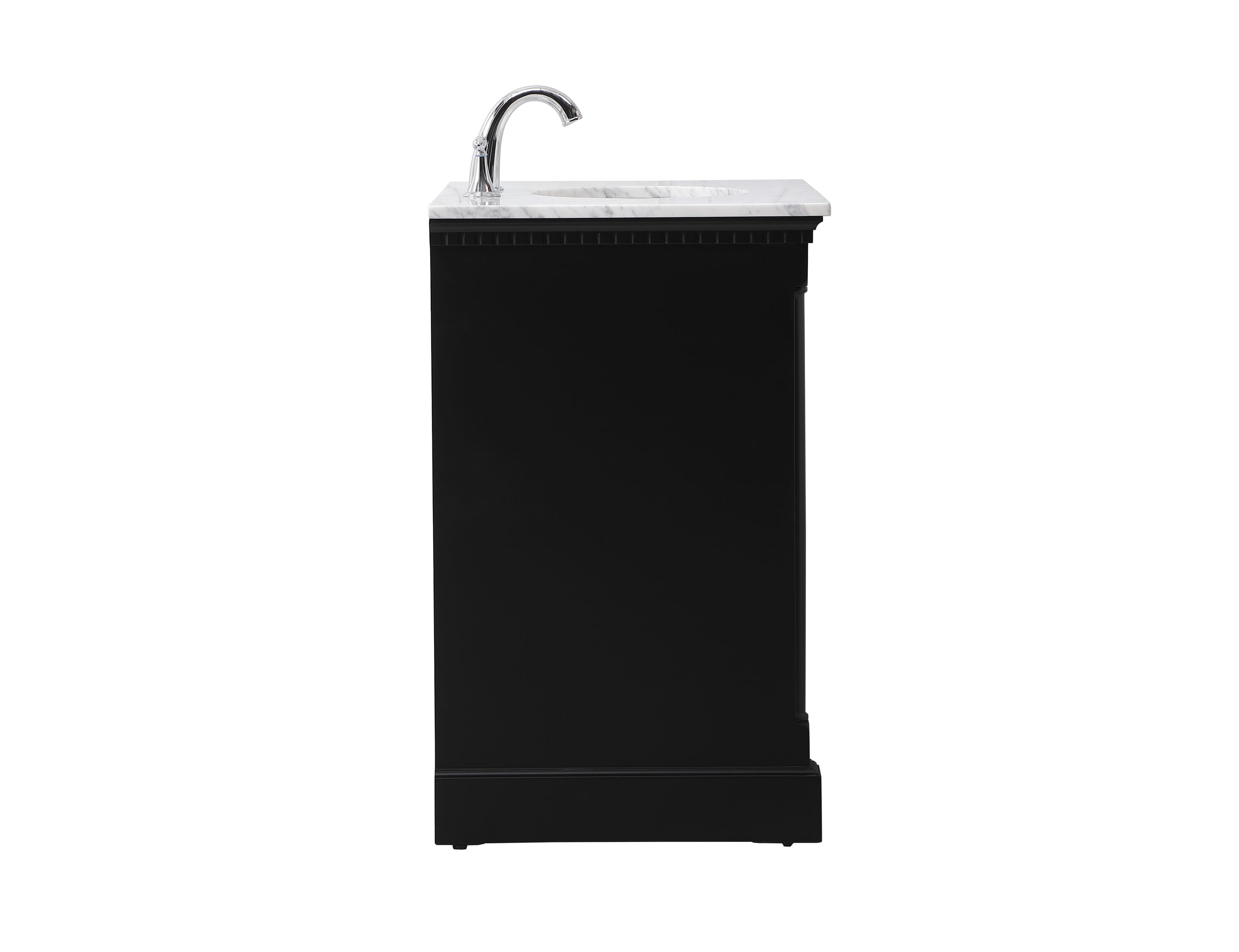 Clarence 30" Black Solid Wood and Metal Bathroom Vanity with Marble Top