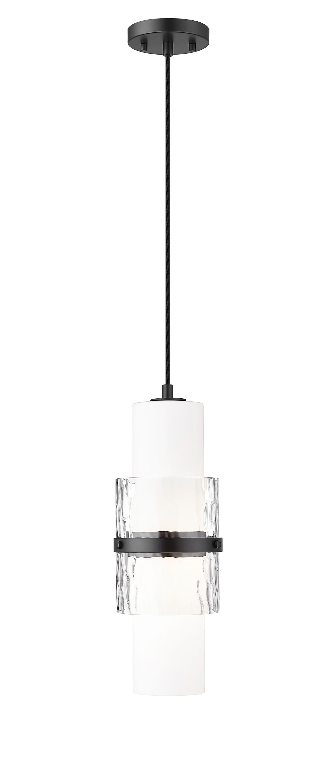 Z-Lite 1946P-MB Cayden 1 -Light Matte Black Modern/contemporary Opal glass Cylinder Mini Hanging Pendant light