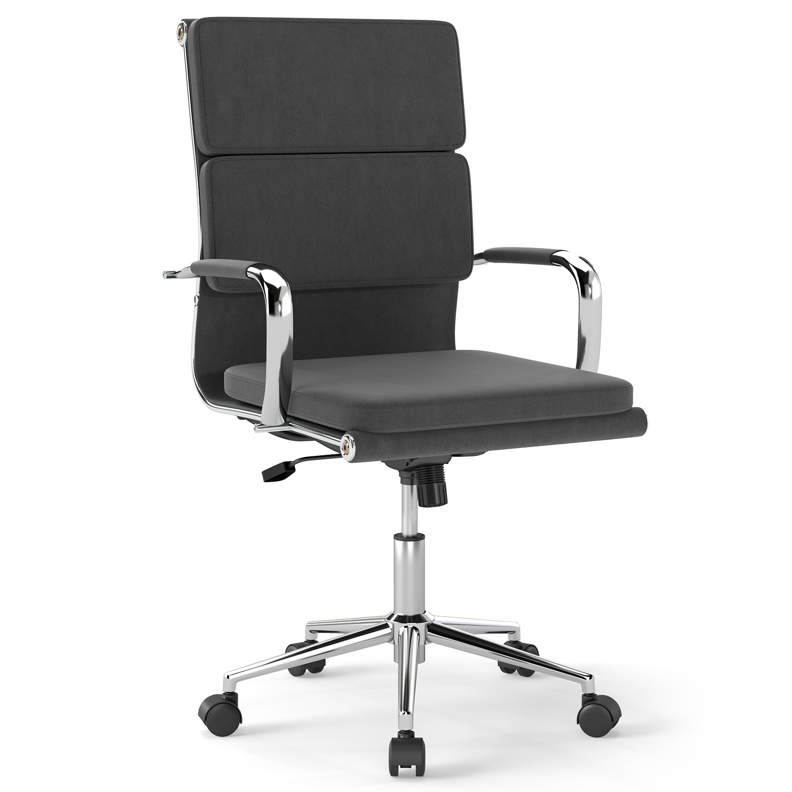 Slickblue 1Pc Office Desk Chair with S Shaped Back Support Swivel Seat Height Adjustable Leathaire Fabric Computer Chair Gray
