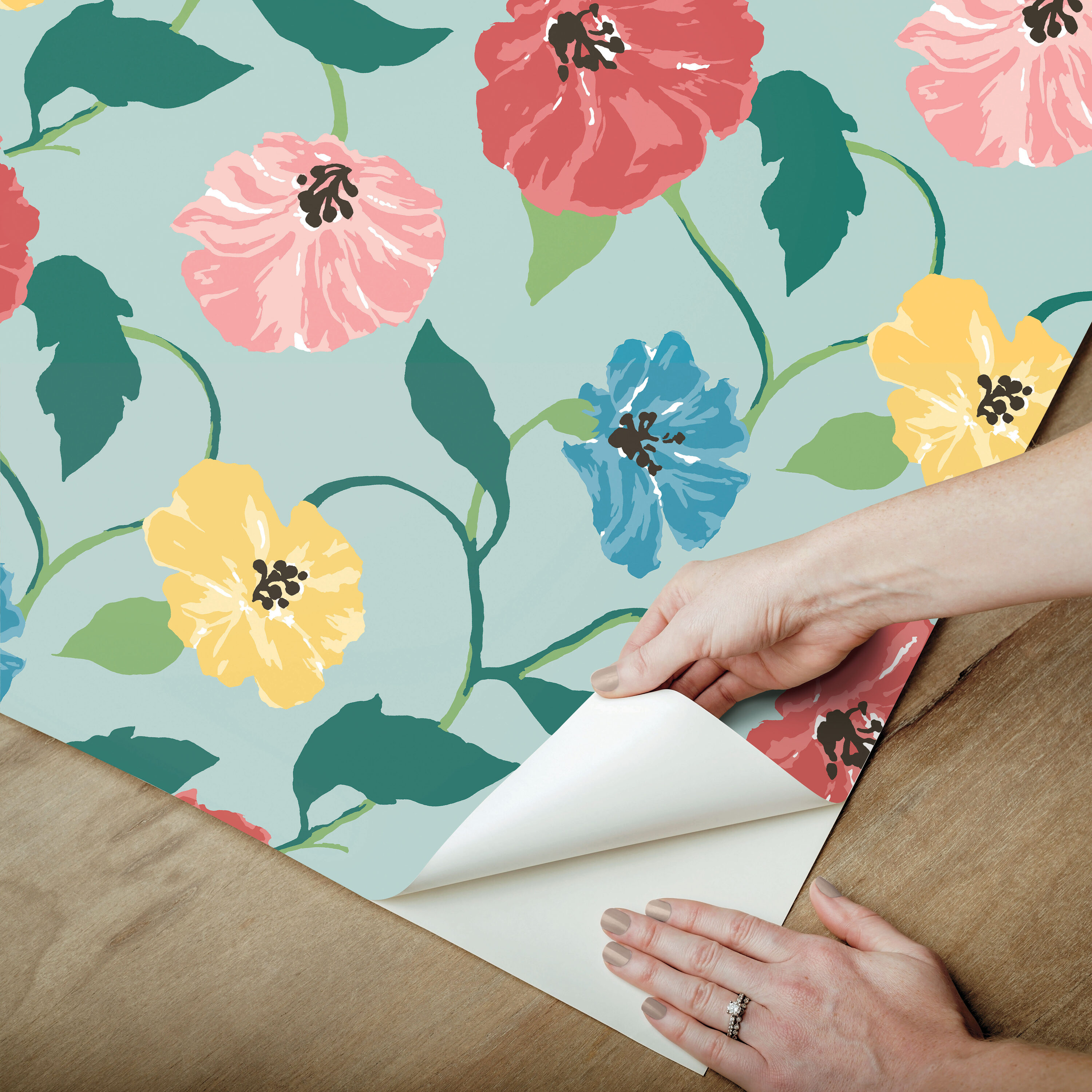 The Pioneer Woman Teal Sweet Romance Bouquet Floral Peel And Stick Wallpaper  18 X  lupongovph