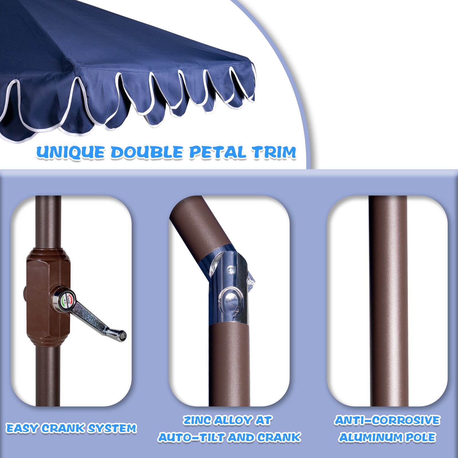 GARSING 9FT-SKIRT -NAVY BLUE Umbrellas-2 - View #7