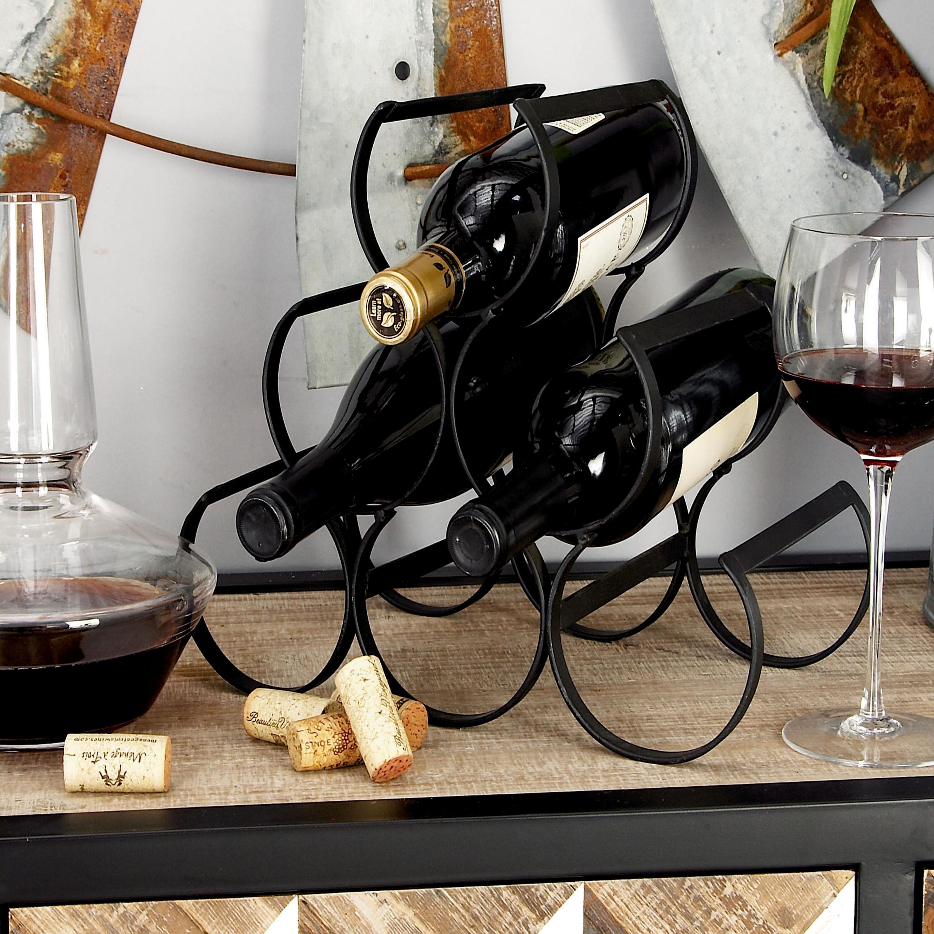 Grayson Lane 50039 6 -Bottle Black Iron Wine rack