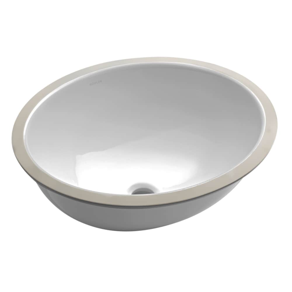 KOHLER 2205-G-0 Caxton Vitreous china Undermount Oval Traditional White Bathroom Sink ( 19.25-in x 16.125-in )