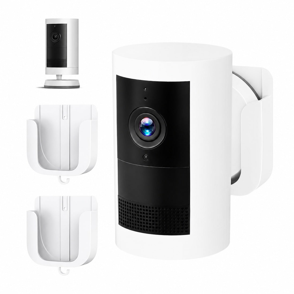 Ahfiwaso  No Drill Wall Mount for Outdoor Security Camera Easy Install with Strong Adhesive Tape or Screws Weather Resistant White 2 Pack