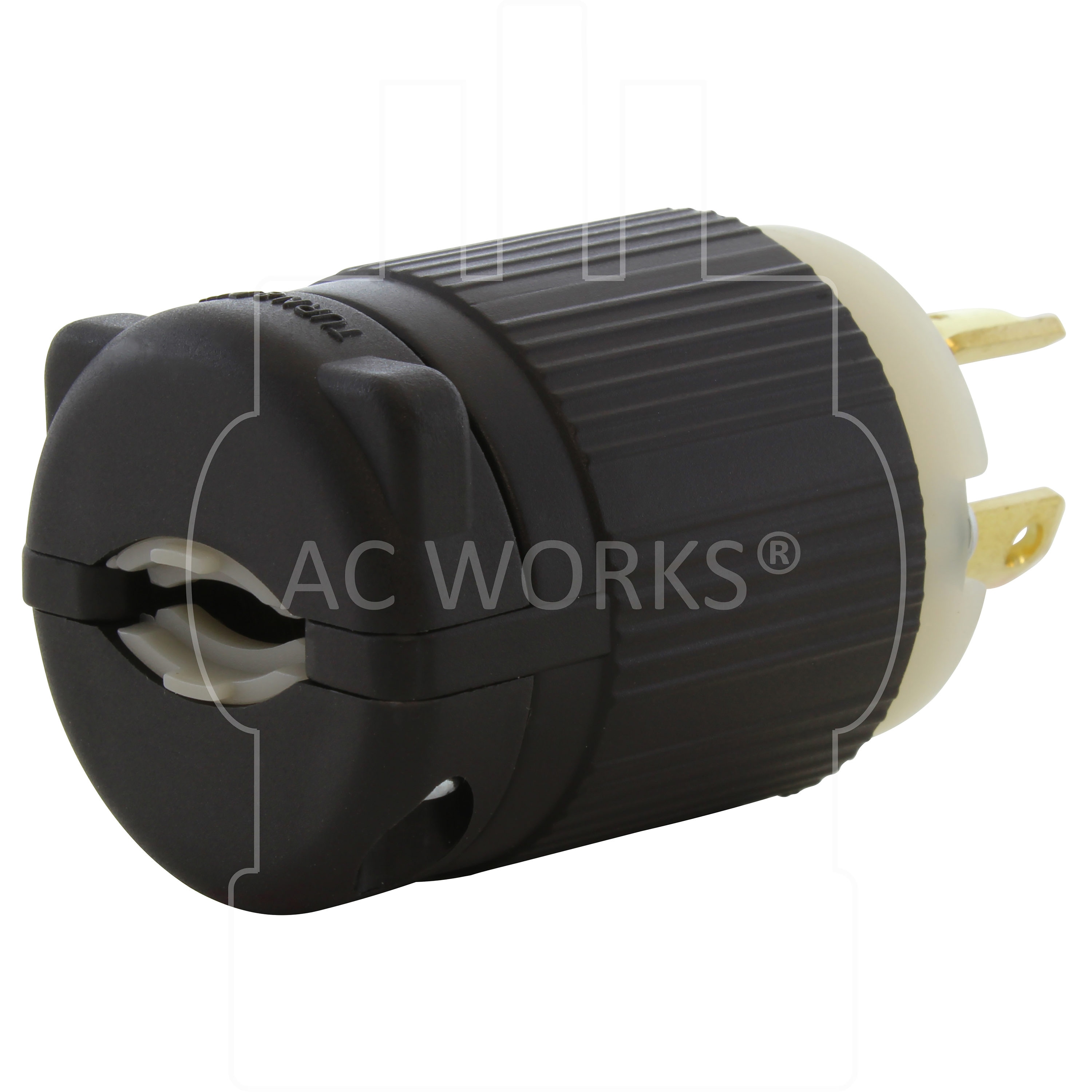 Locking Inlet: Plug, Industrial, L6-15P, 250V, Black & White
