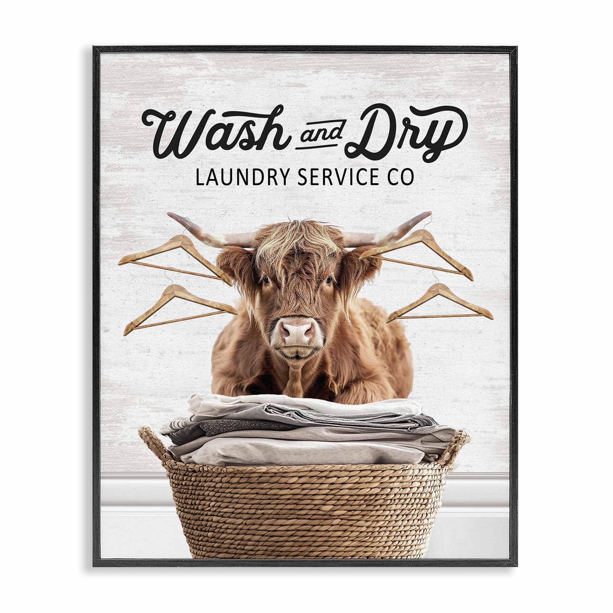 Stupell Industries -  Wash and Dry Classic Cattle Black Framed Giclee Art By Lettered and Lined 1...