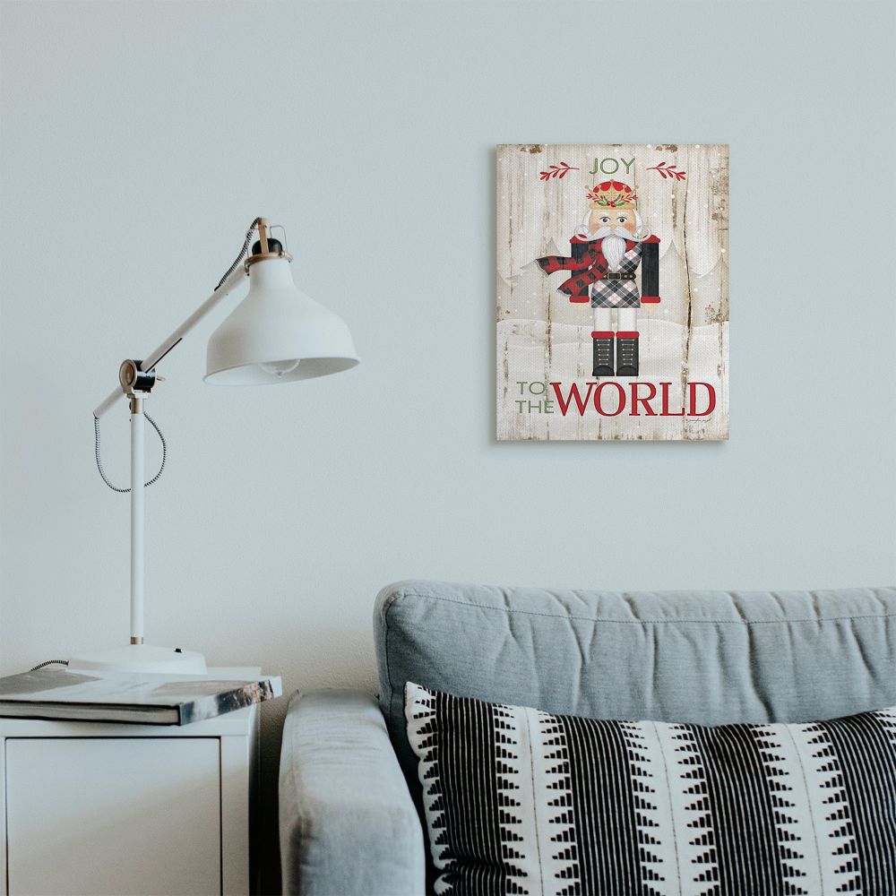Joy to the World Christmas Nutcracker Canvas Wall Art