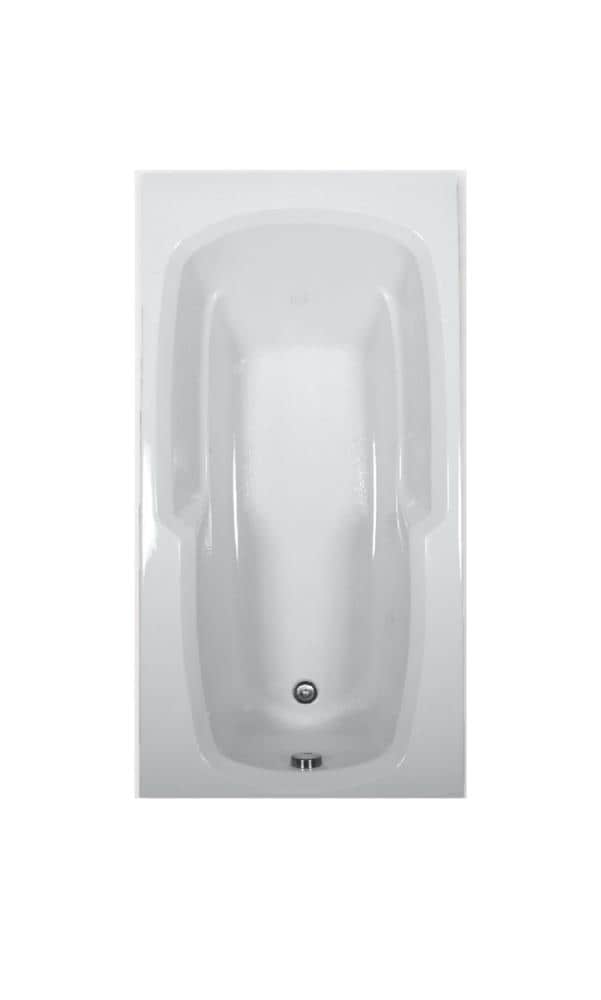 WaterTECH S6032 WHITE Designer 32-in x 60-in White Acrylic Drop-In Soaking Bathtub (Reversible Drain)