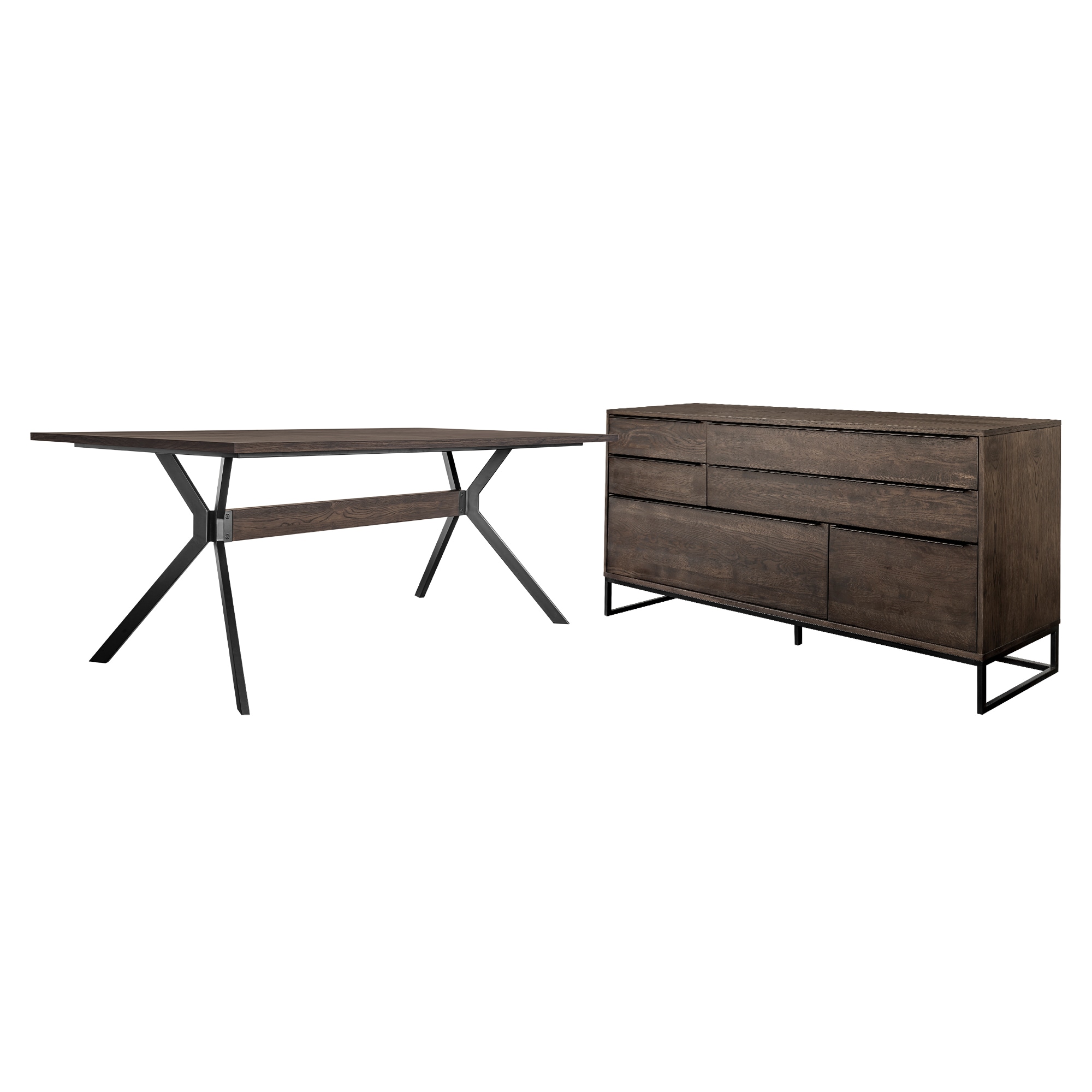 Armen Living SETNVDISMK2A Black Contemporary/Modern Dining Room Set with Round Table ( Seats 6 )