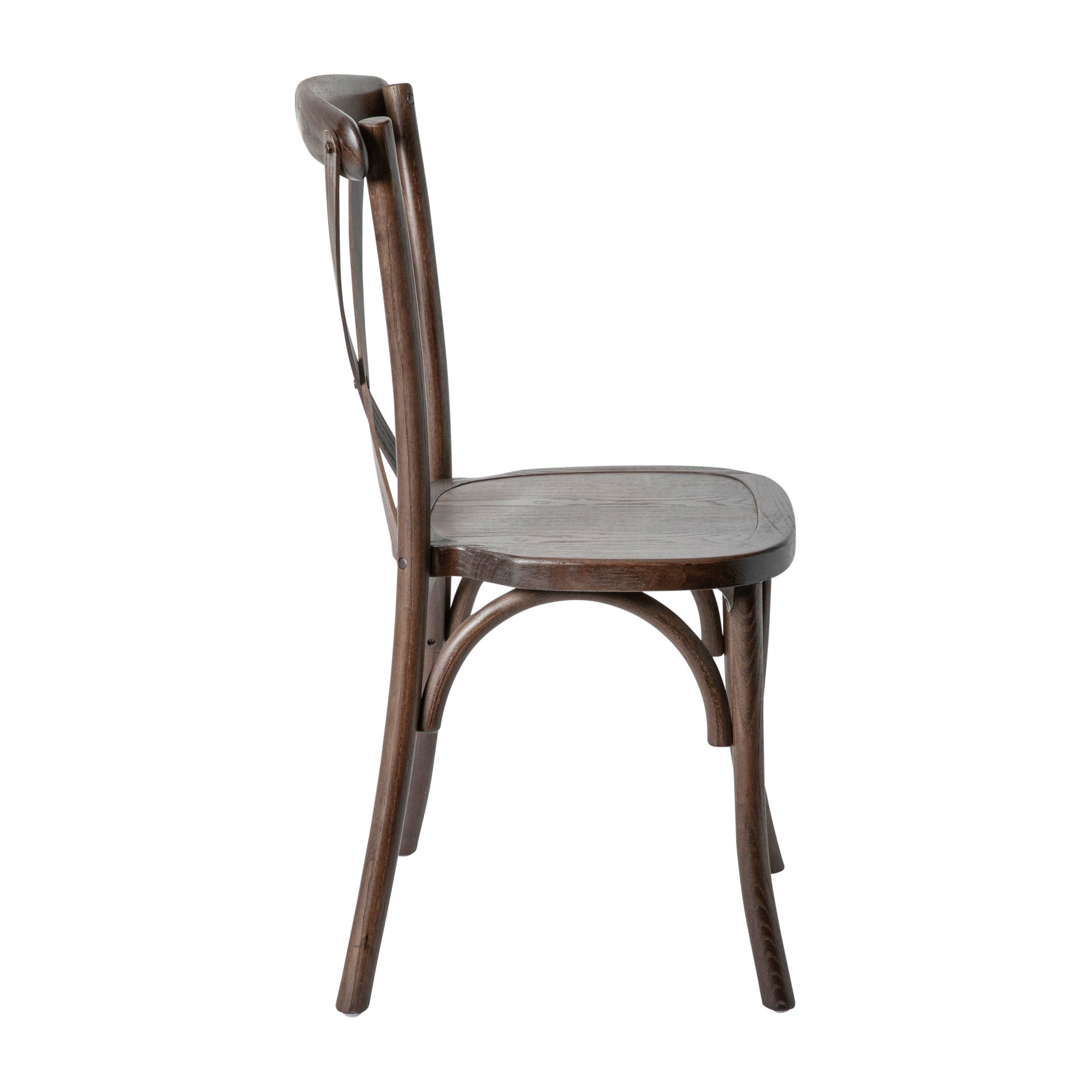 Mahogany Wood Cross Back Stackable Side Chair