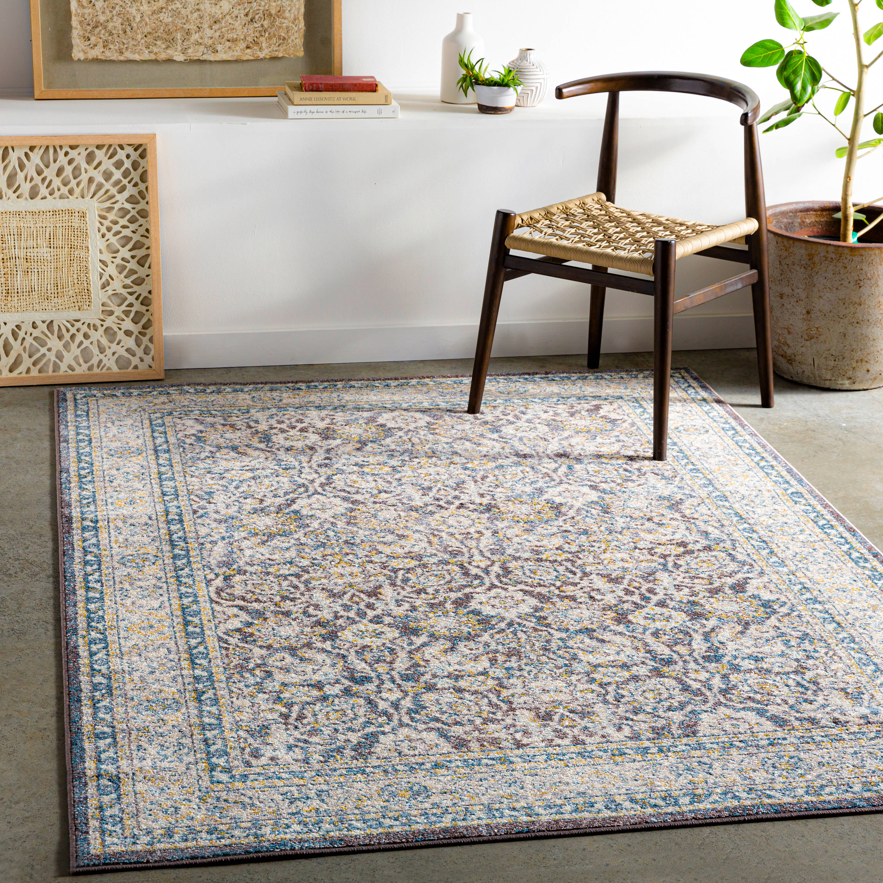 Surya AKR2317-710103 Ankara 8 x 10 Charcoal Indoor Medallion Global Area Rug