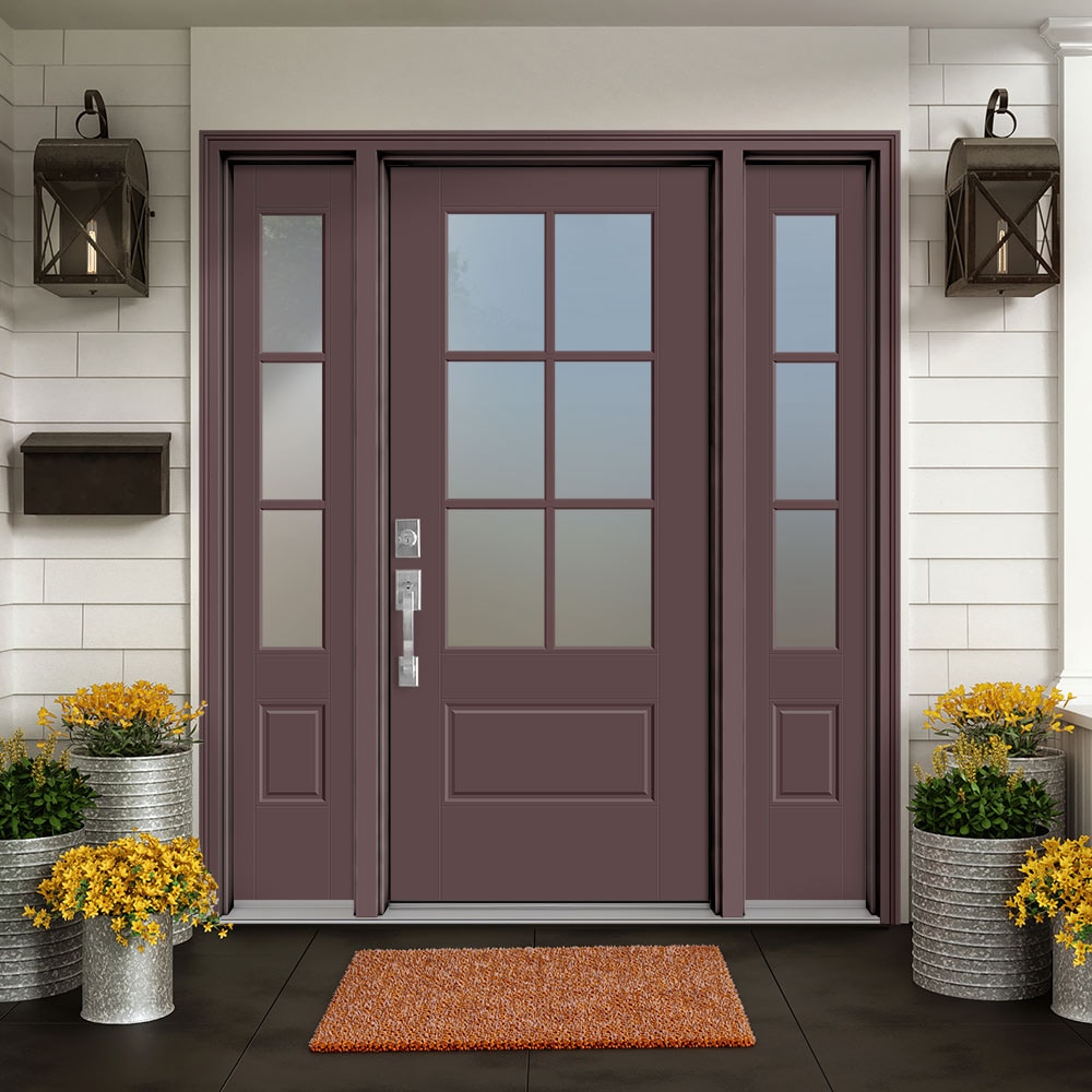 Masonite Performance Door System 64-in x 80-in Fiberglass 3/4 Lite ...