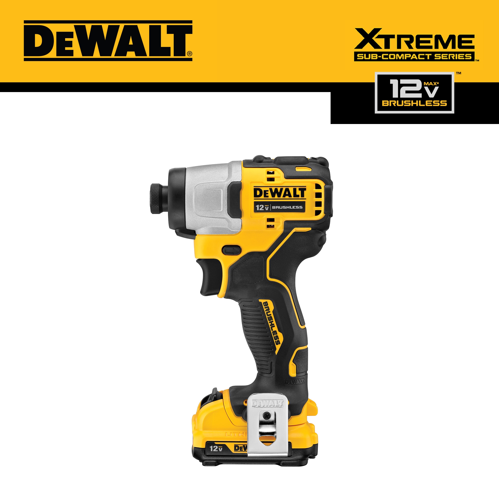 DEWALT XTREME 12-volt Max 1/4-in Brushless Cordless Impact Driver  (2-Batteries Included, Charger Included and Soft Bag included) at