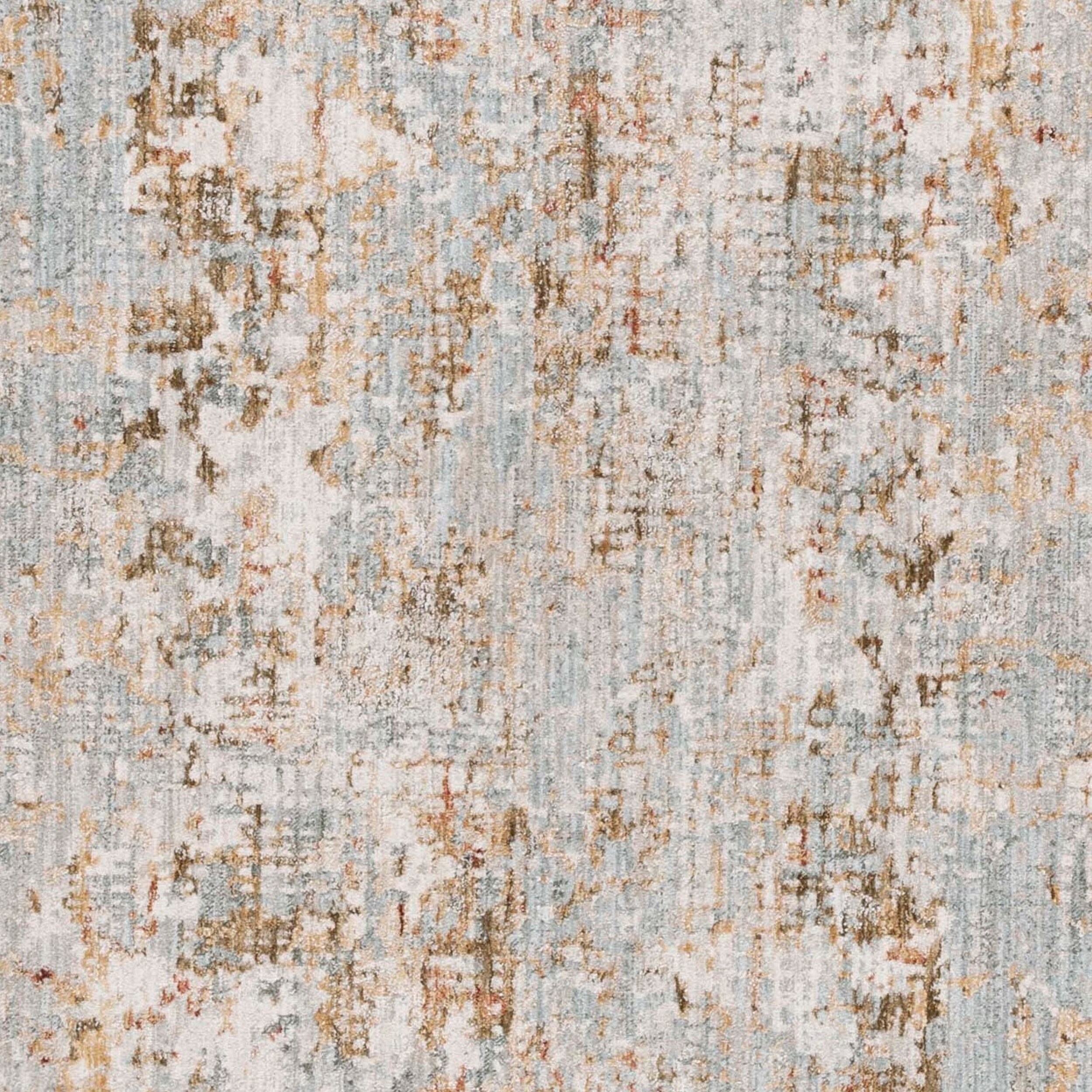 Adrianna Blue and Gold Round Synthetic Area Rug, 6'-7"