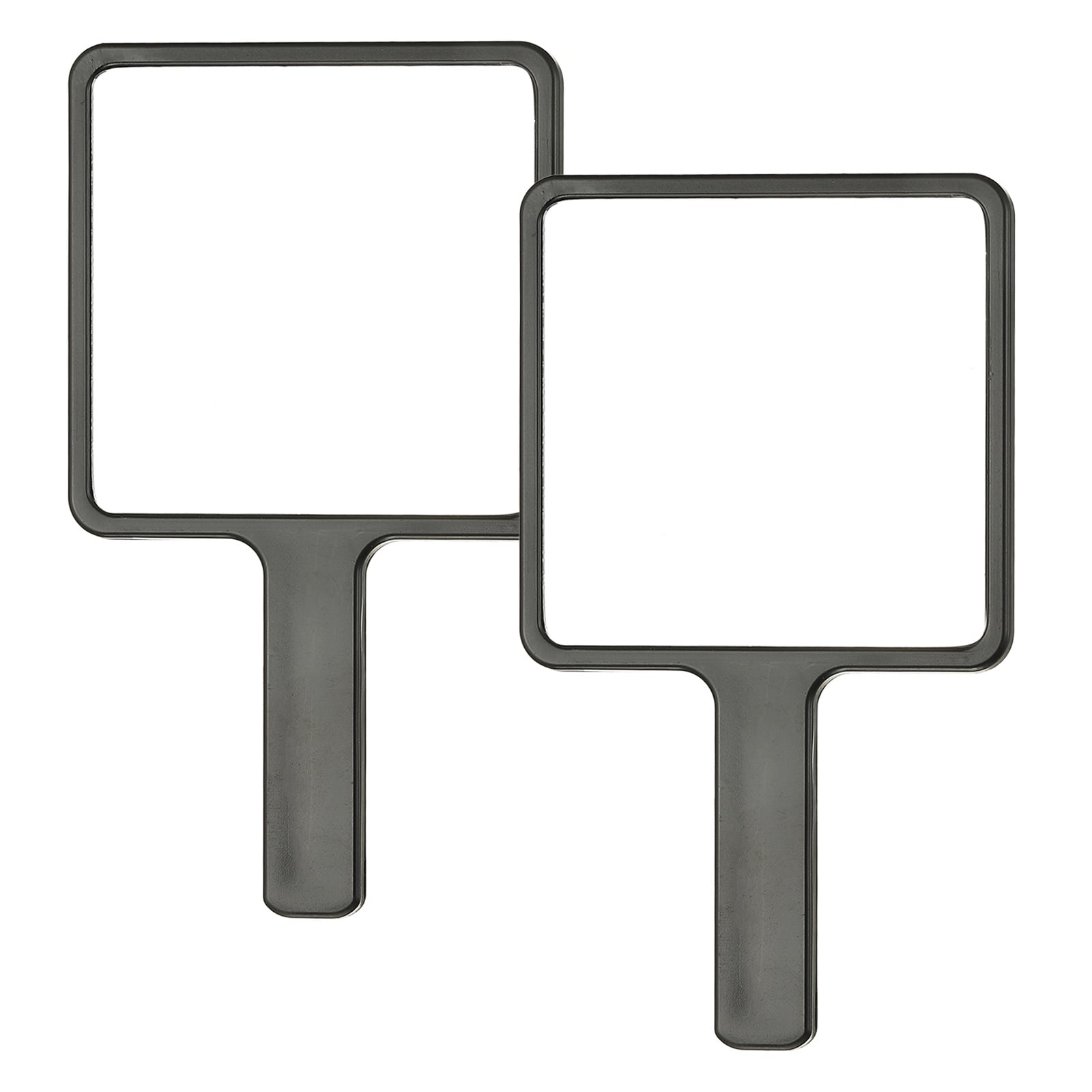 Unique Bargains 2pcs Hand Mirror with Handle 5inch Square Travel Makeup Mirror Single-Sided Portable for Women Girls Cosmetic Lash Home Travel Black #S26022501UX3692