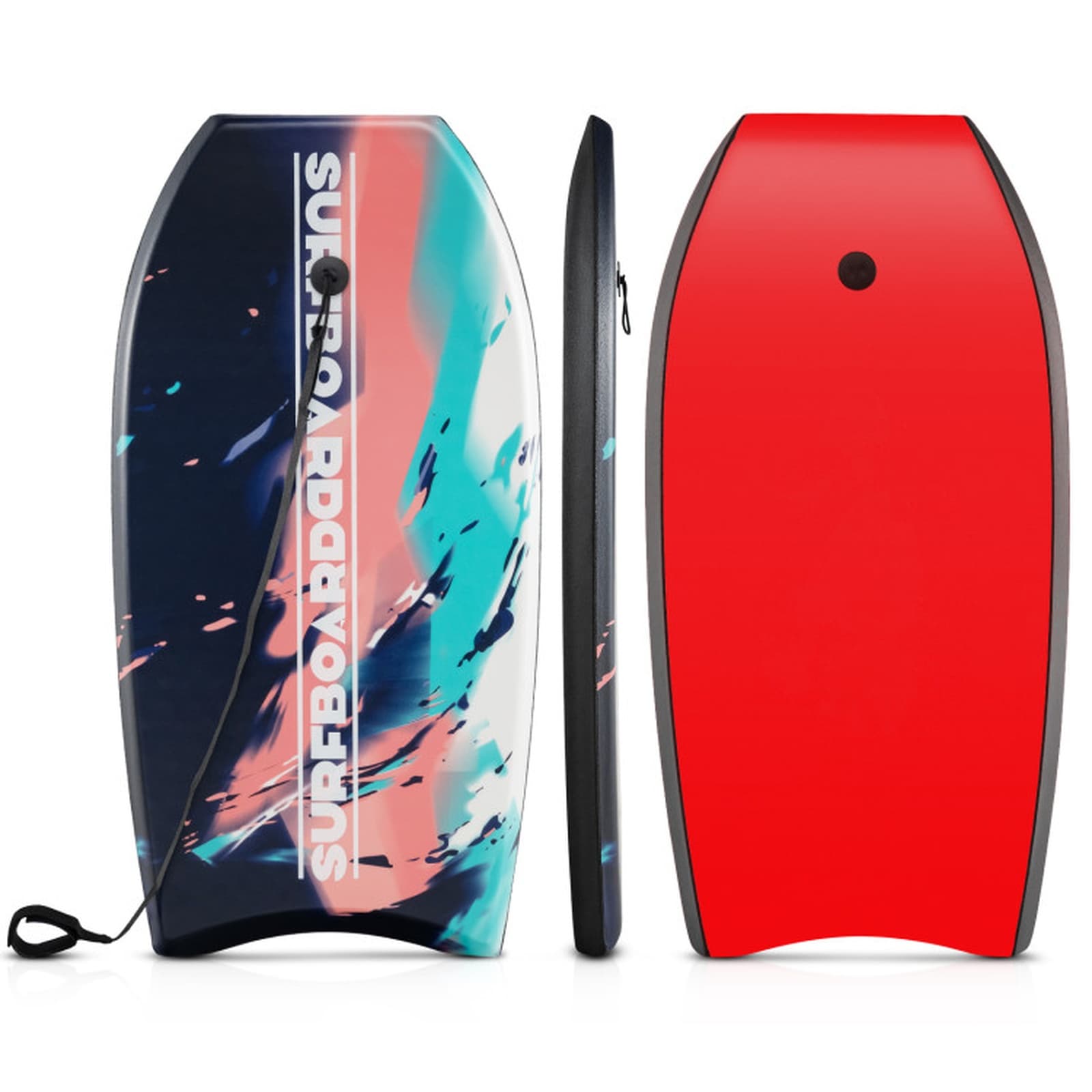 SUGIFT 41-in Adult Pool and Lake Bodyboard Boogie Board with Adjustable Wrist Leash - HDPE Bottom XPE Deck EPS Core Surfing Board - 200-lb Rider Capacity