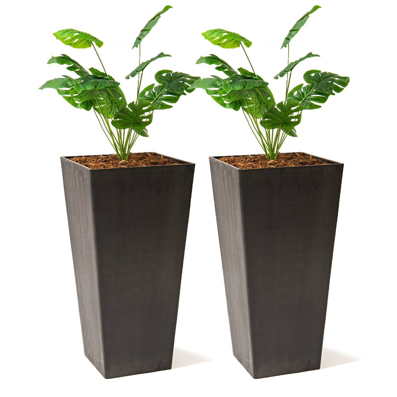 XBrand ALLXN26BK2S 2 -Pack Square 12.8-in W Extra Large Black Plastic Indoor/Outdoor Planter with Drainage Holes with Self Watering