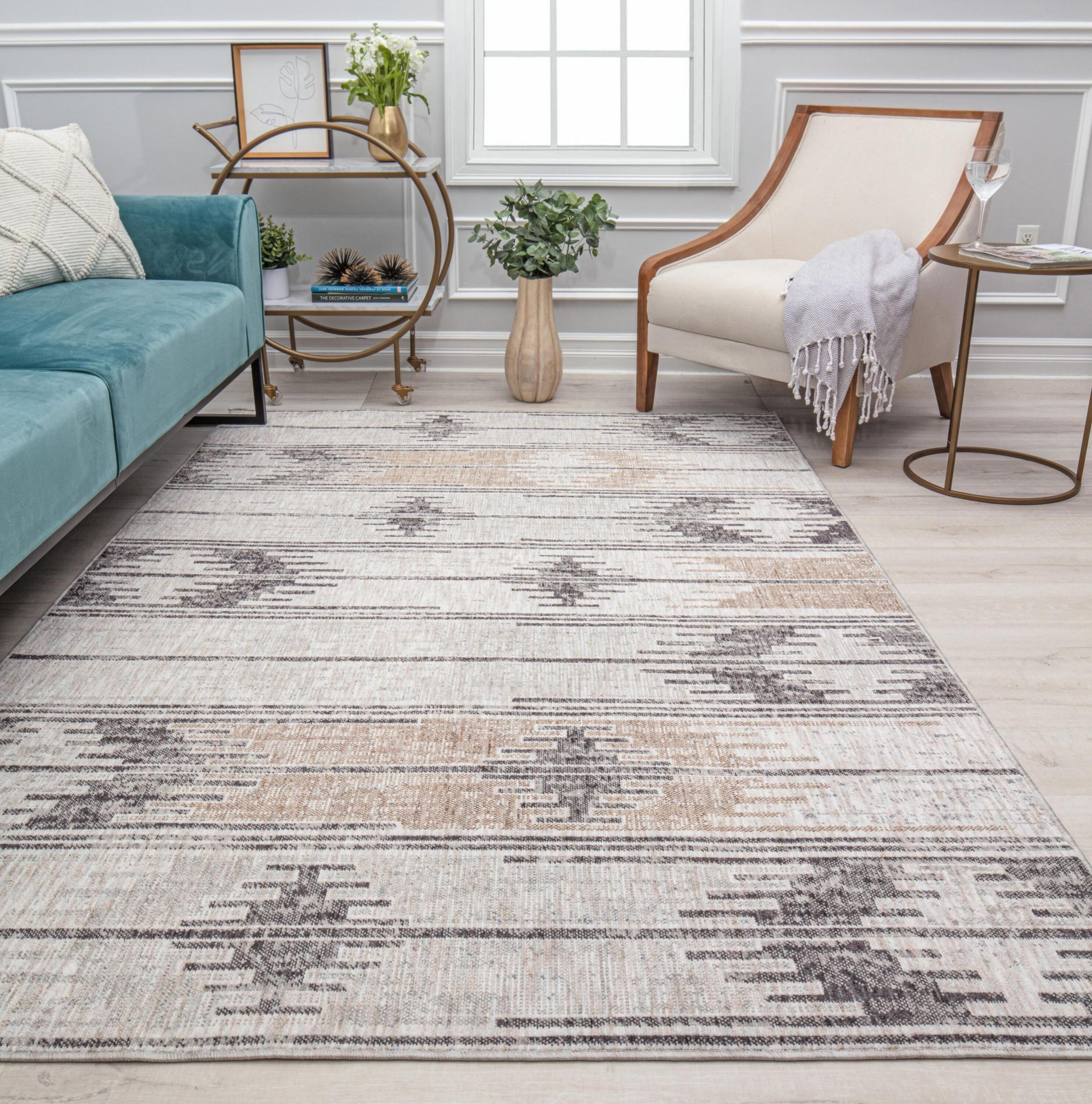 Rugs America 31583 Celestia 5 x 7 (ft) Loomed Polyester Coastal Fog Rectangular Indoor Tribal Area rug