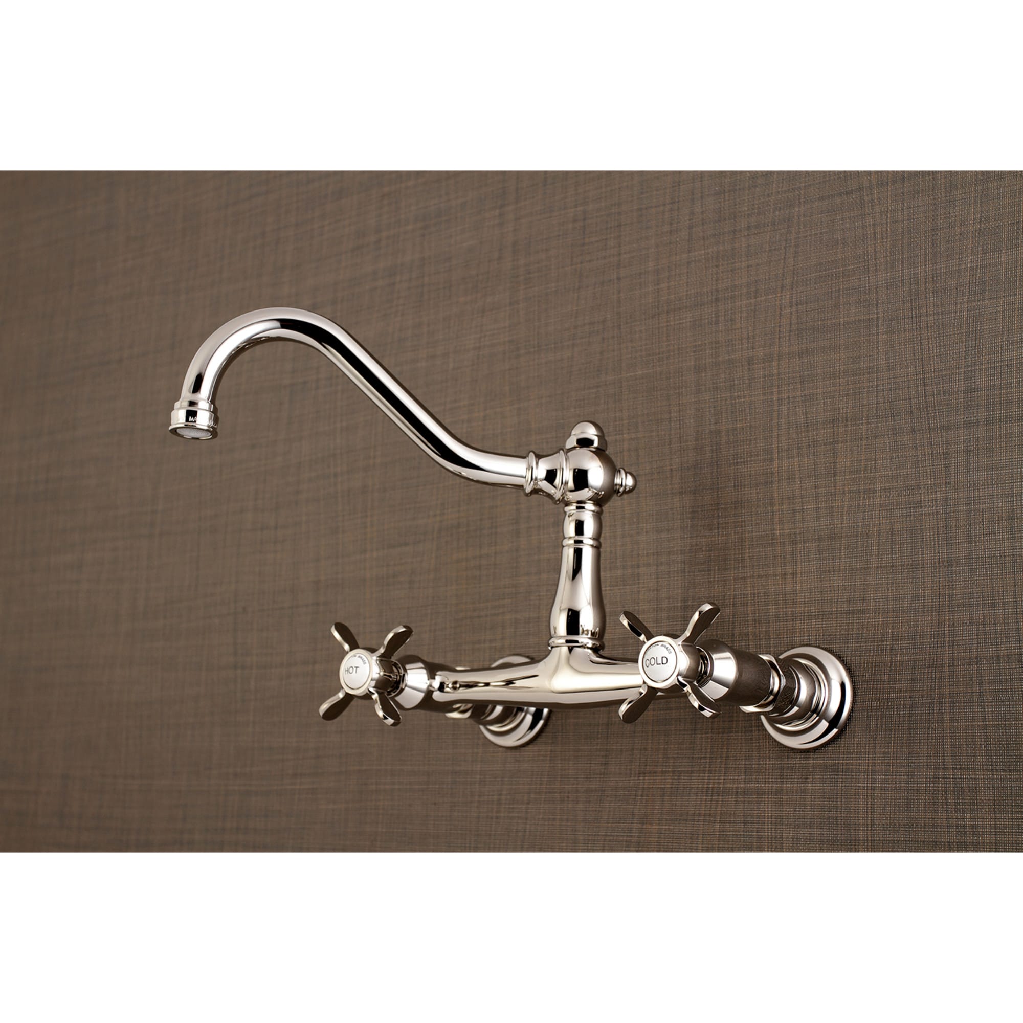 Kingston Brass WLKS3246BEX Essex Polished nickel Wall-mount 2-handle High-arc Residential Handle Bathroom Sink Faucet