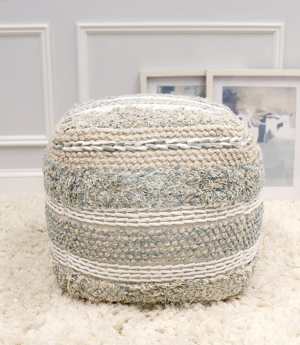 Pouf Grande Beige Terry with Orange Trim – Saturday House