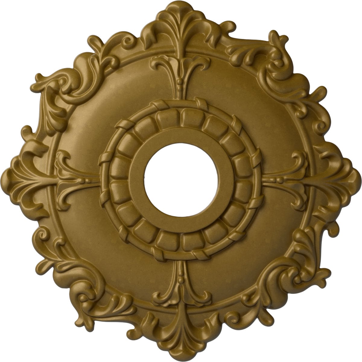 Ekena Millwork CM18RLGLS Riley 18-in W x 18-in L Painted Gold Polyurethane Whole Ceiling Medallion