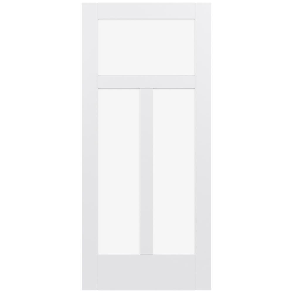 JELD-WEN LOWOLJW221100257 MODA 1033W 36-in x 80-in Primed 3-panel craftsman Clear glass Smooth Solid core Primed MDF Slab Door
