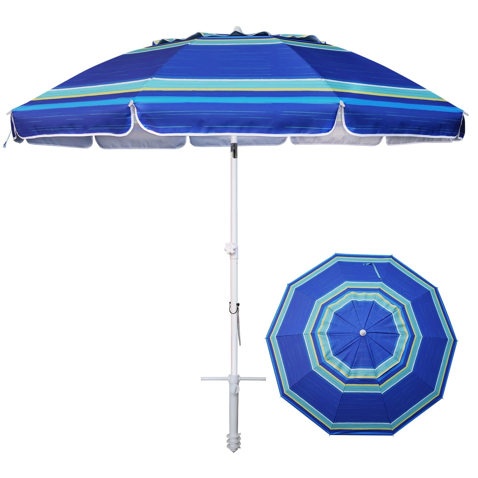 costway 10 ft patio umbrella Costway 10FT Patio Offset Umbrella 32 Solar LED Light 360Degree Rotation  Aluminum Navy