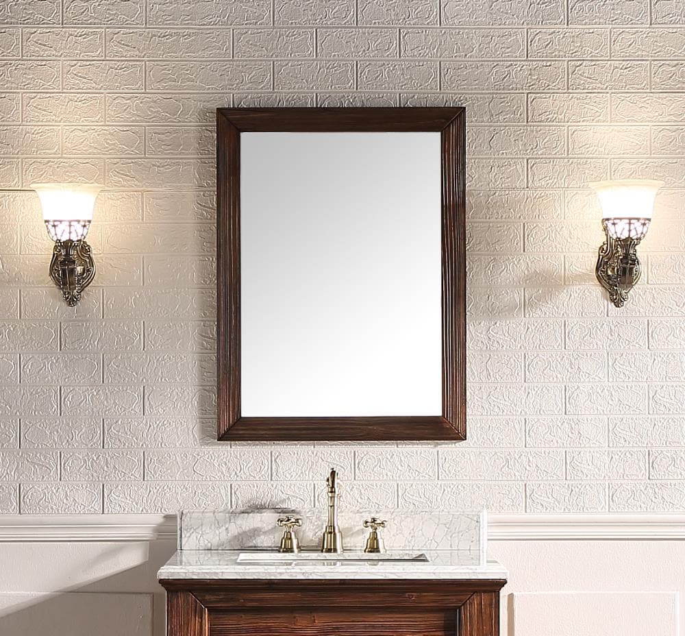 SUPREME WOOD Shasta 45.7-in x 31.5-in Wooden Brown Bathroom Vanity Mirror  in the Bathroom Mirrors department at