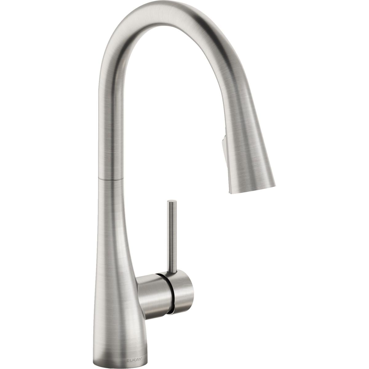 Elkay Gourmet Lustrous Steel Single Handle Pull Down Kitchen Faucet At   44158703 