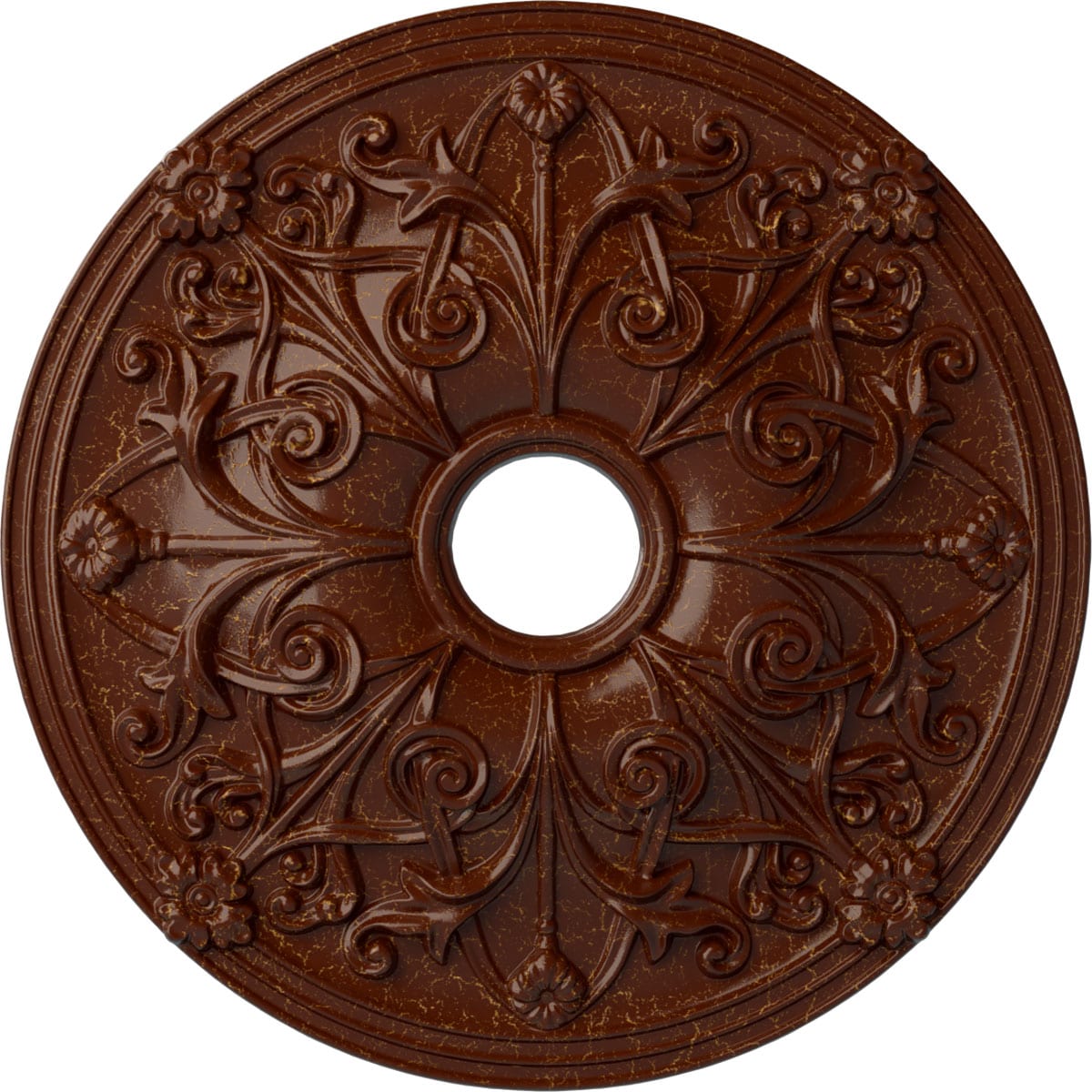 Ekena Millwork CM23JABMC Jamie 23.625-in W x 23.625-in L Painted Burnished Mahogany Crackle Polyurethane Whole Ceiling Medallion