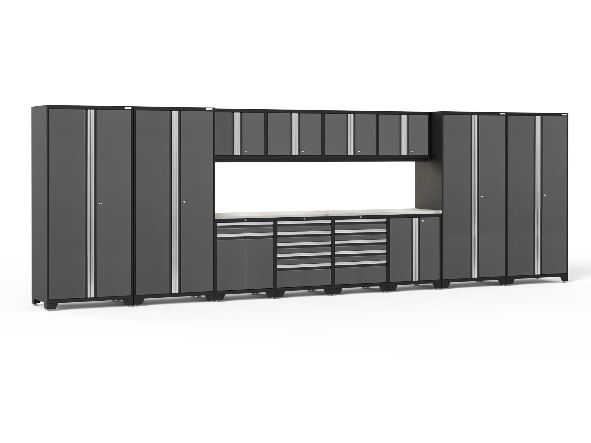 NewAge Products 52198 256.0-in W x 84.75-in H x 24.0-in D 12 -Cabinets Steel Charcoal Gray Garage Storage System