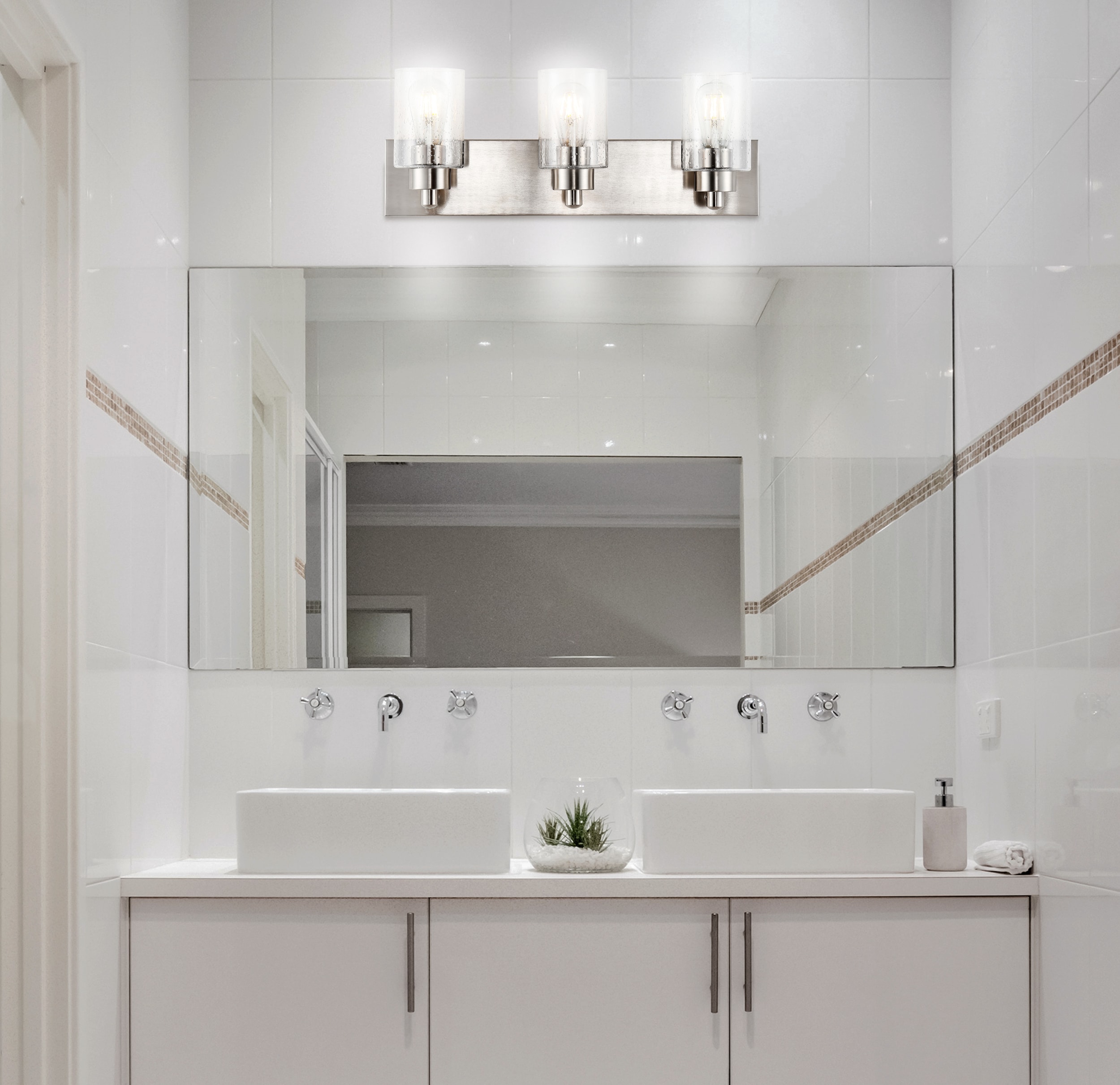 Irving 22" Nickel 3-Light Cylinder Vanity Light