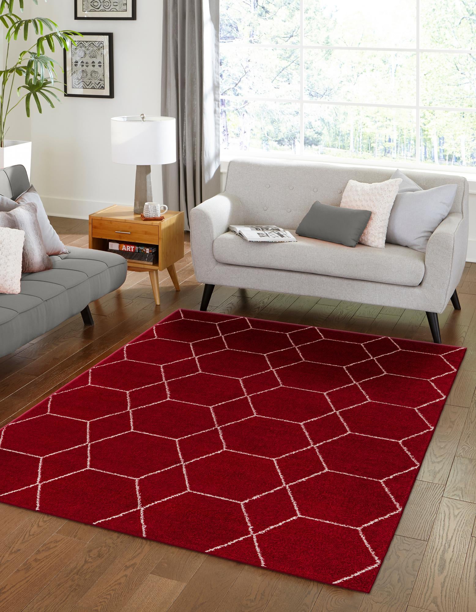Unique Loom 3146660 Trellis Frieze 6 x 9 (ft) Loomed Polypropylene Red Rectangular Indoor Trellis Area rug
