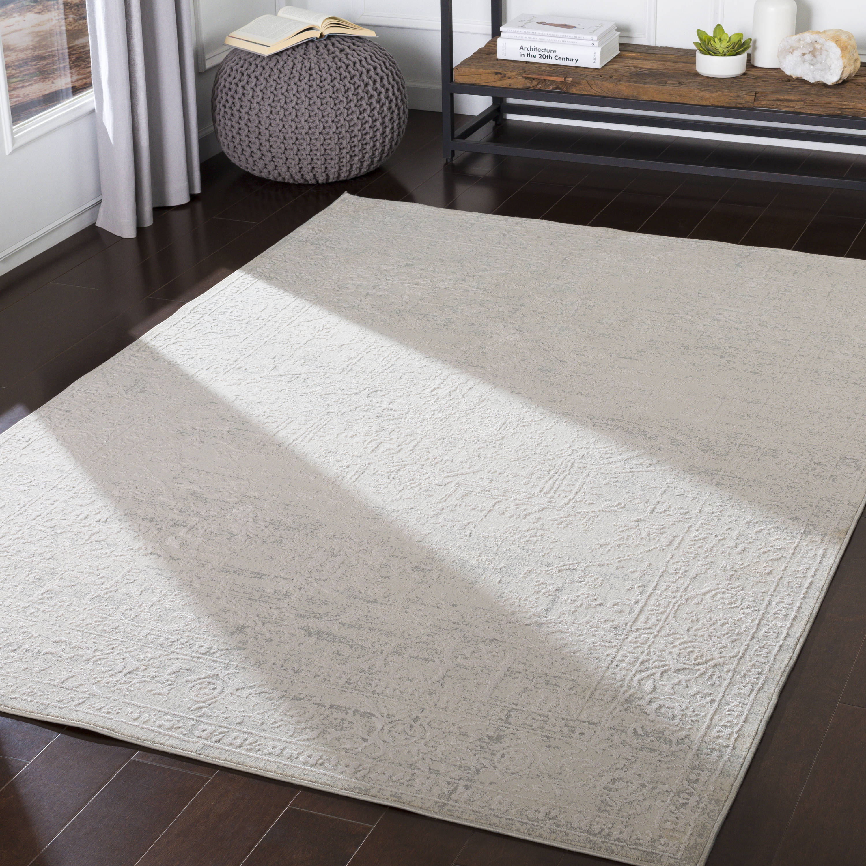 Surya AIS2309-710103 Aisha 8 x 10 (ft) Rayon Gray Rectangular Indoor Medallion Oriental Area rug