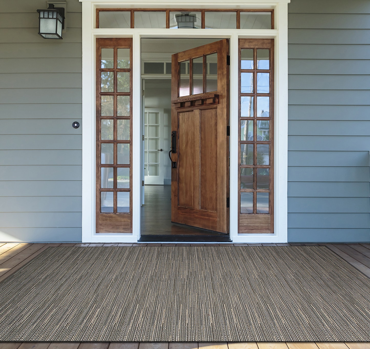 Couristan 24712044039055T Monaco 3 x 5 (ft) Loomed Polypropylene Grey-Multi Rectangular Indoor/Outdoor Stripe Area rug