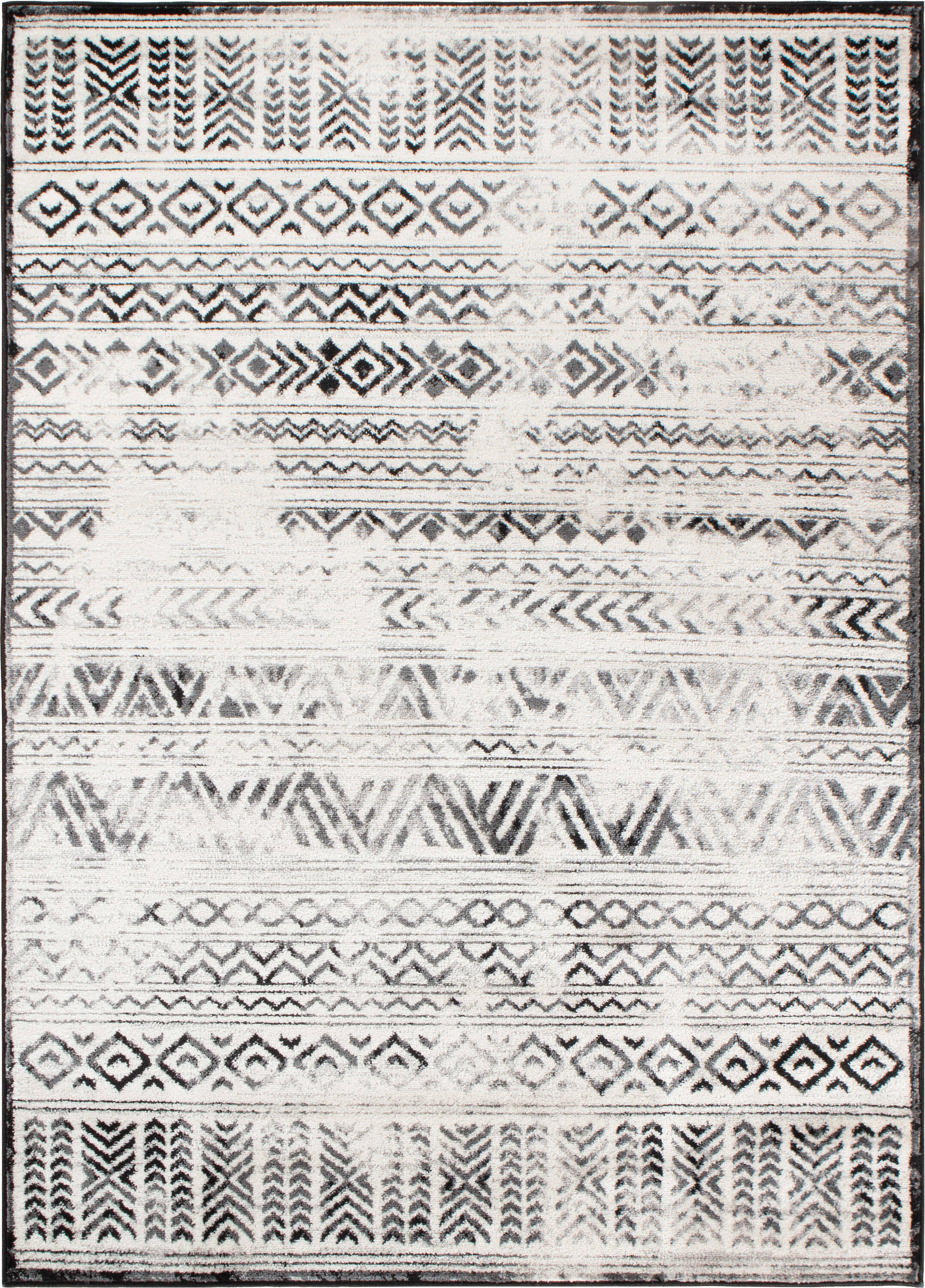 World Rug Gallery 383BLACK5X7 5 x 7 (ft) Loomed Polypropylene Black Rectangular Indoor Geometric Area rug