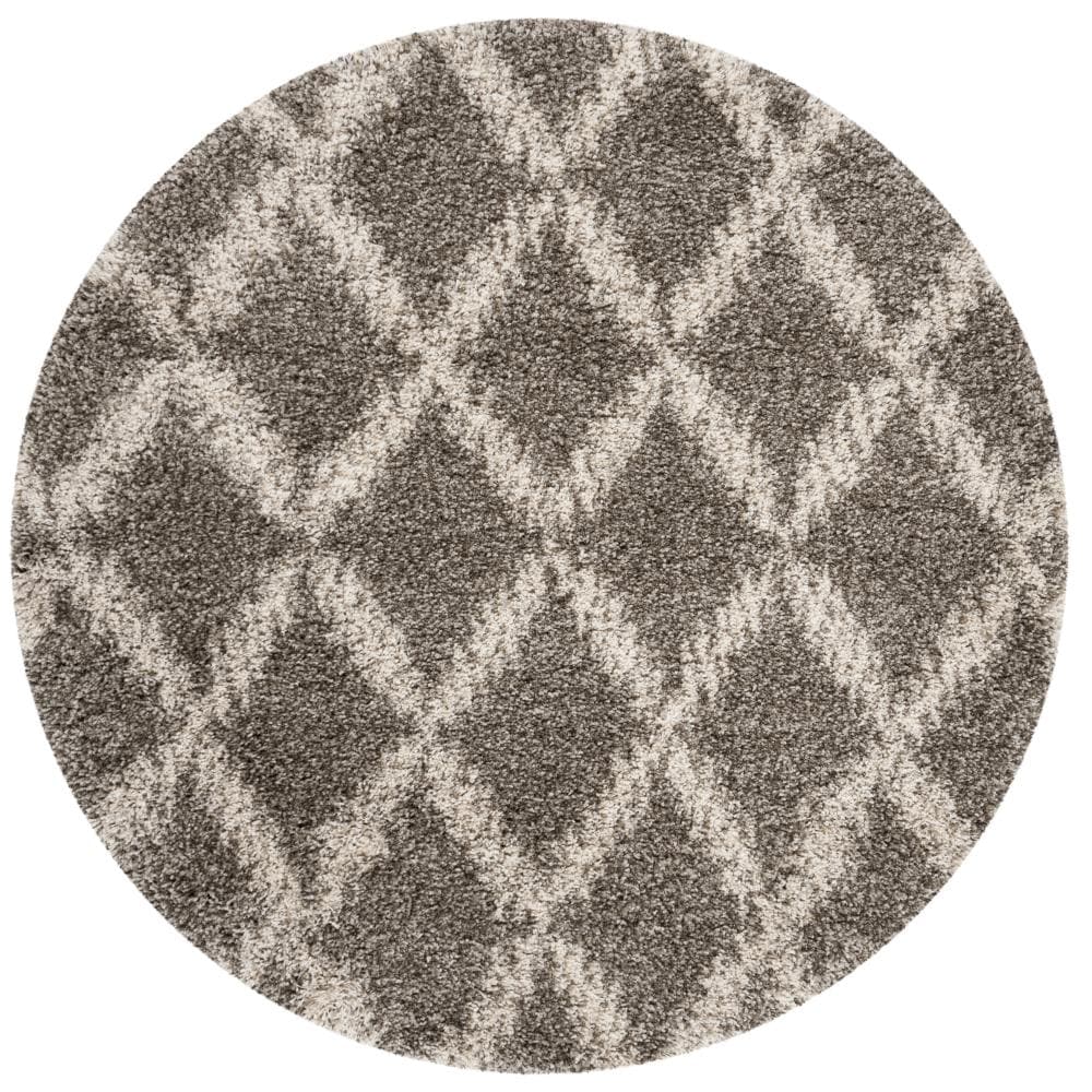 Safavieh SGH333B-7R Hudson Helena Shag 7 x 7 (ft) Loomed Polypropylene Gray/Ivory Round Indoor Trellis Area rug