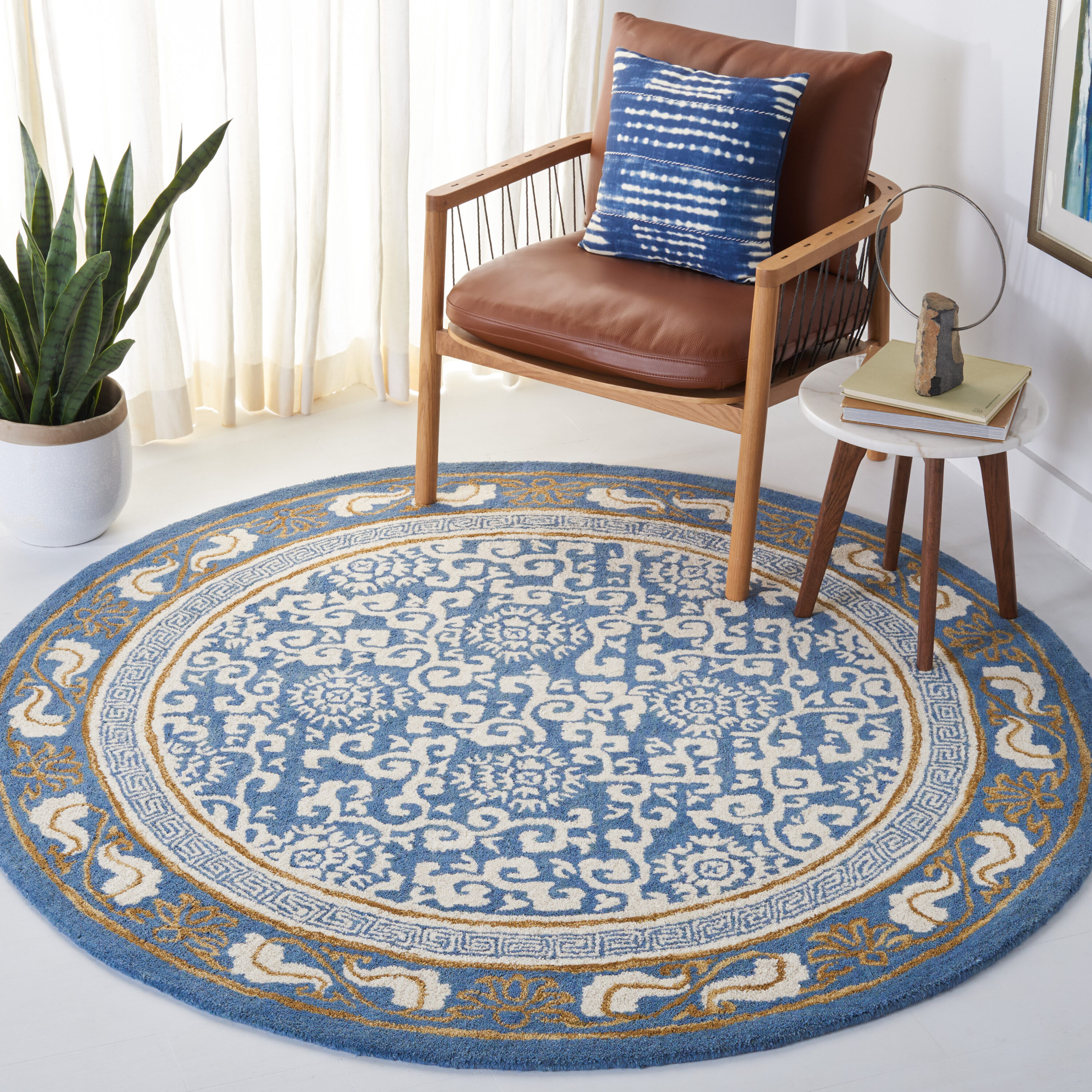 Antiquity 860 Blue/Ivory Traditional 6ft x 6ft Round Rug