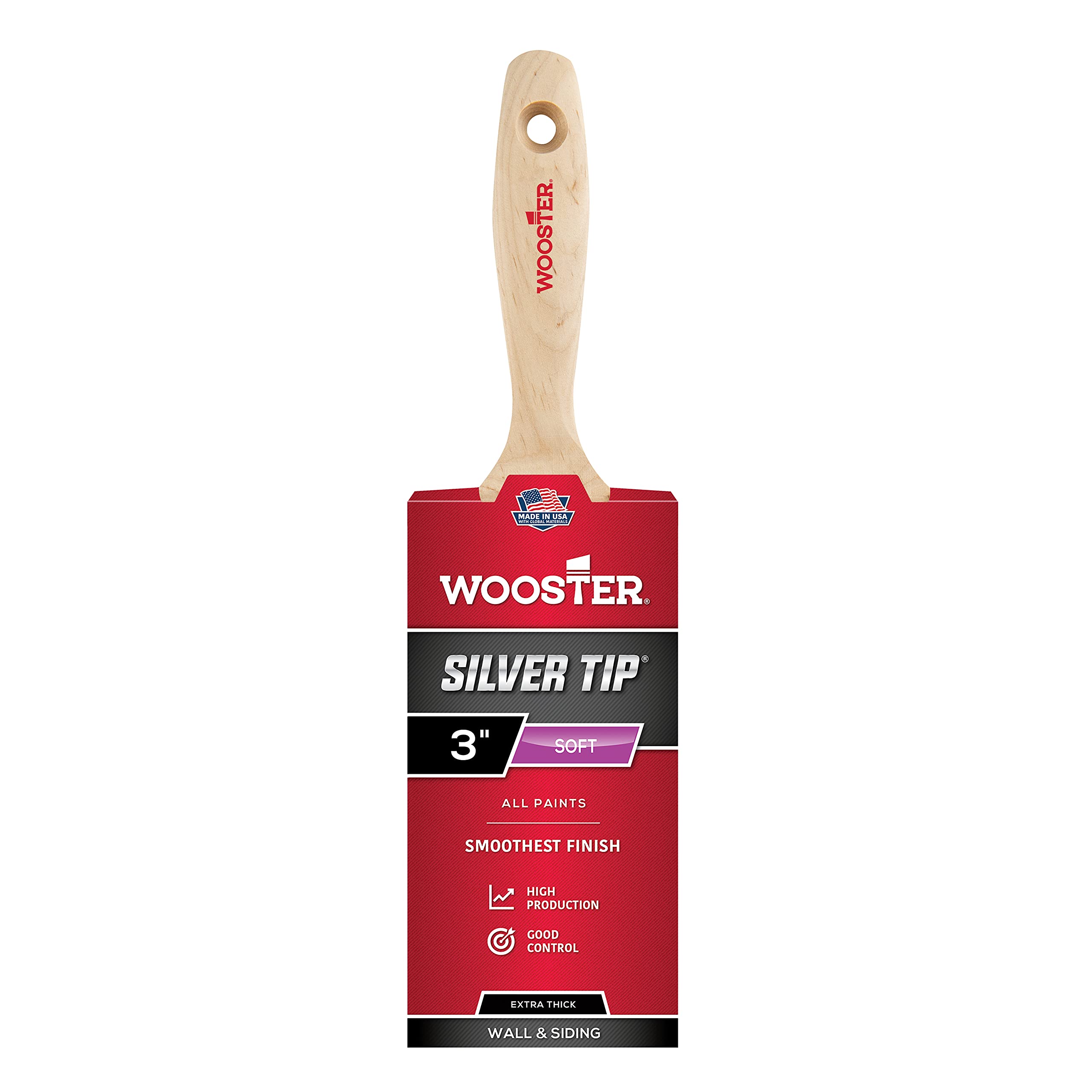 Wooster 3 Wall Soft Silver CT Polyester Bristle Paint Brush Wood Handle
